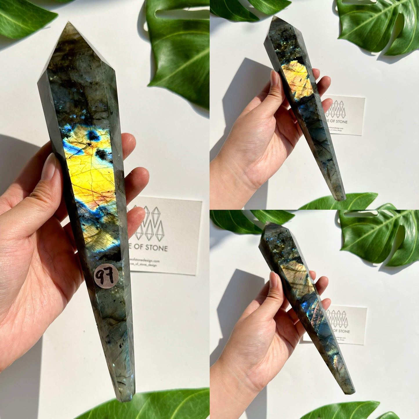 Natural Labradorite Wand/Rainbow Labradorite Crystal Point Wand/Labradorite Crystal Handle/Labradorite Stem/Wedding Bouquet Handle/Chakra Healing/AAA