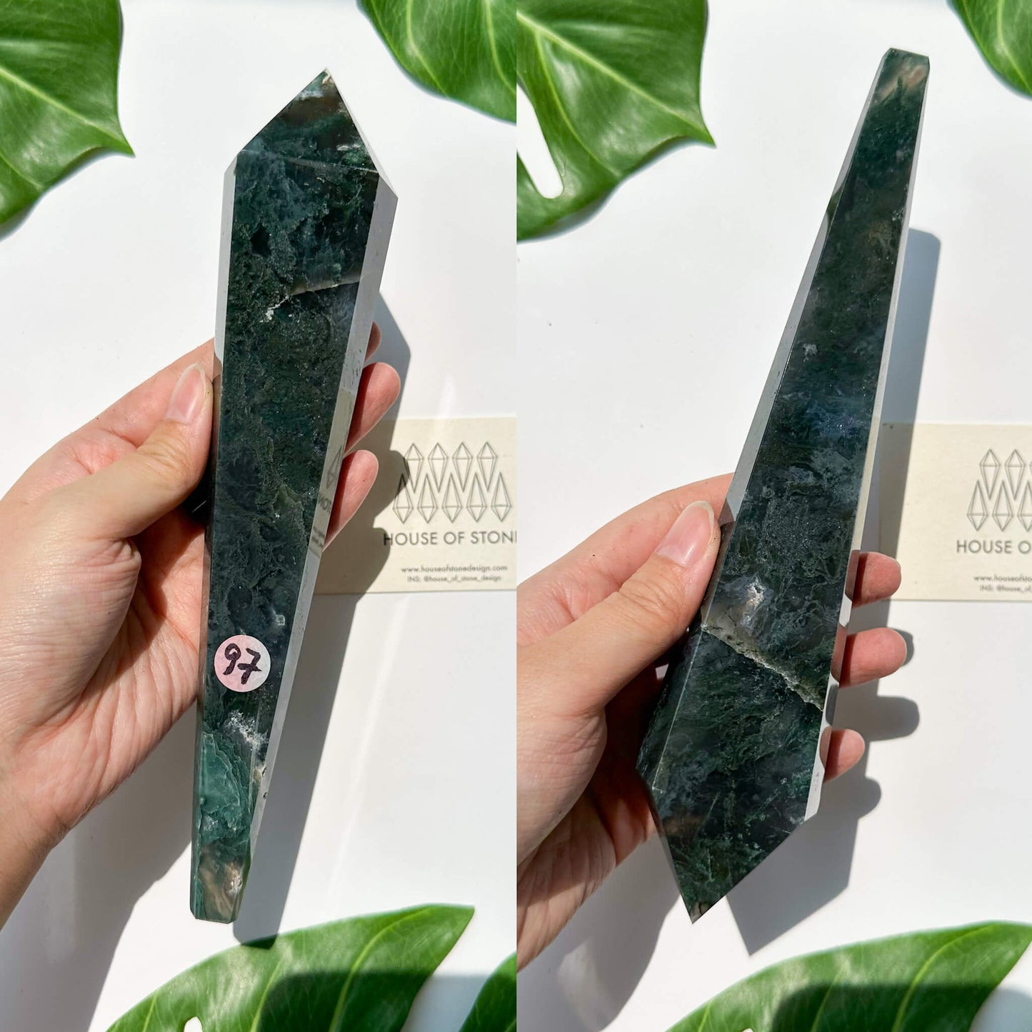 Natural Moss Agate Wand/Druzy Moss Agate Crystal Point Wand/Moss Agate Crystal Handle/Moss Agate Stem/Wedding Bouquet Handle/Heart Chakra Healing/AAA