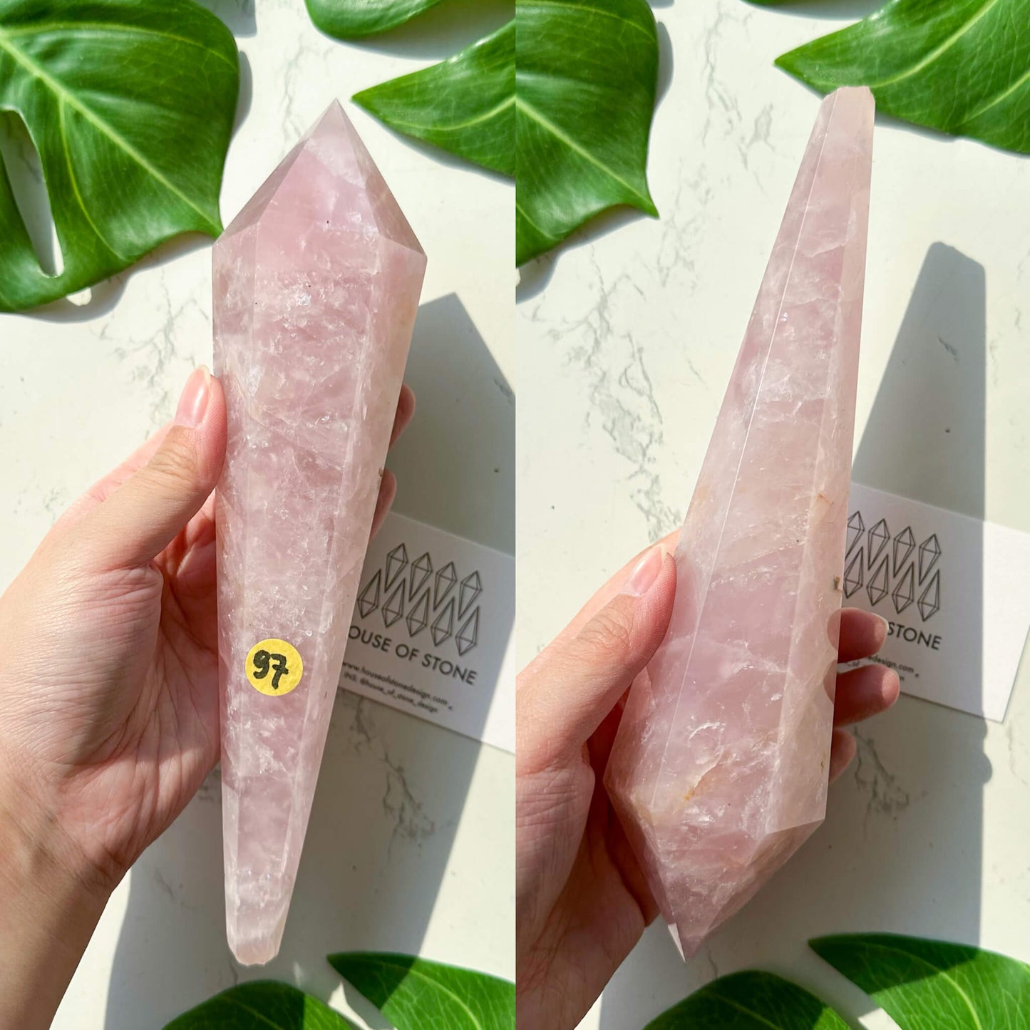 Natural Rose Quartz Wand/Rose Quartz Crystal Point Wand/Rose Quartz Crystal Handle/Rose Quartz Stem/Wedding Bouquet Handle/Heart Chakra Healing/AAA