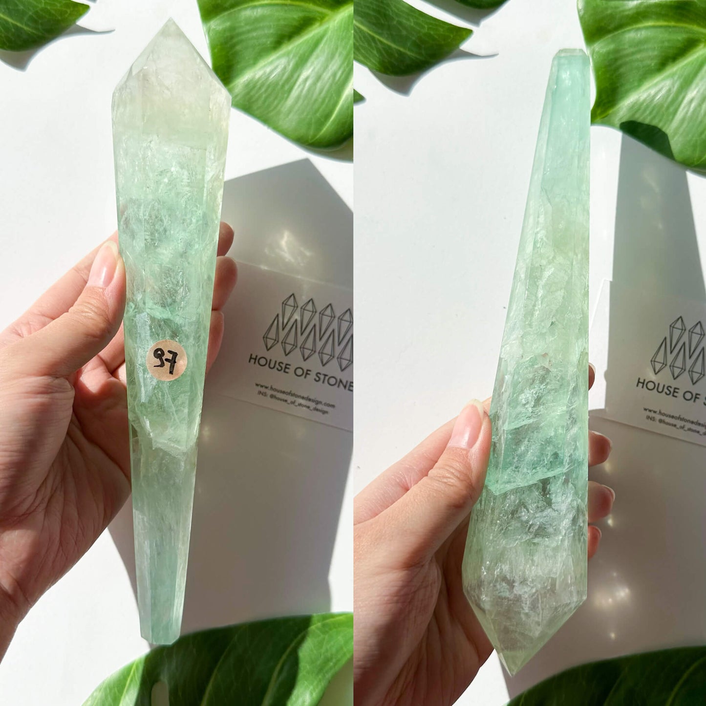 Large Rainbow Fluorite Wand/Natural Rainbow Green Fluorite Wand/Fluorite Point Wand/Crystal Wand/Fluorite Handle/Fluorite Stem/Heart Chakra Healing/AAA