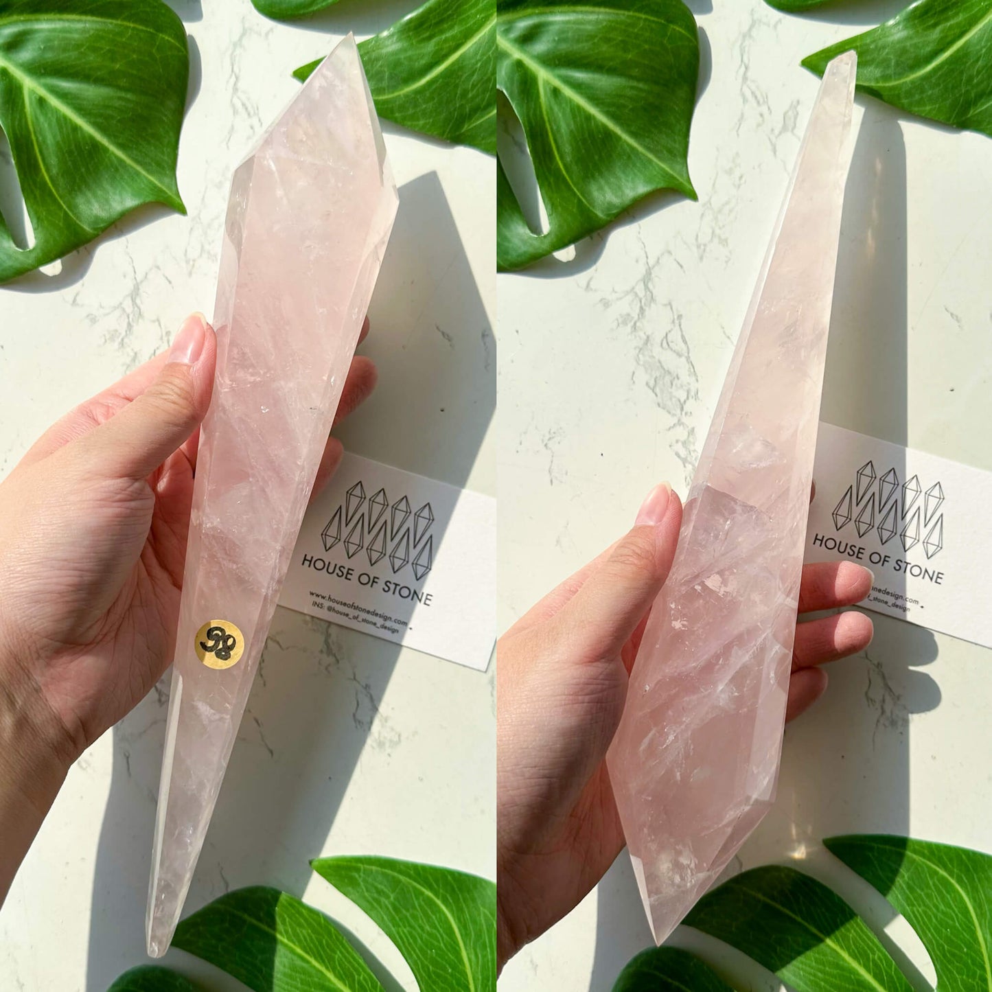 Natural Rose Quartz Wand/Rose Quartz Crystal Point Wand/Rose Quartz Crystal Handle/Rose Quartz Stem/Wedding Bouquet Handle/Heart Chakra Healing/AAA