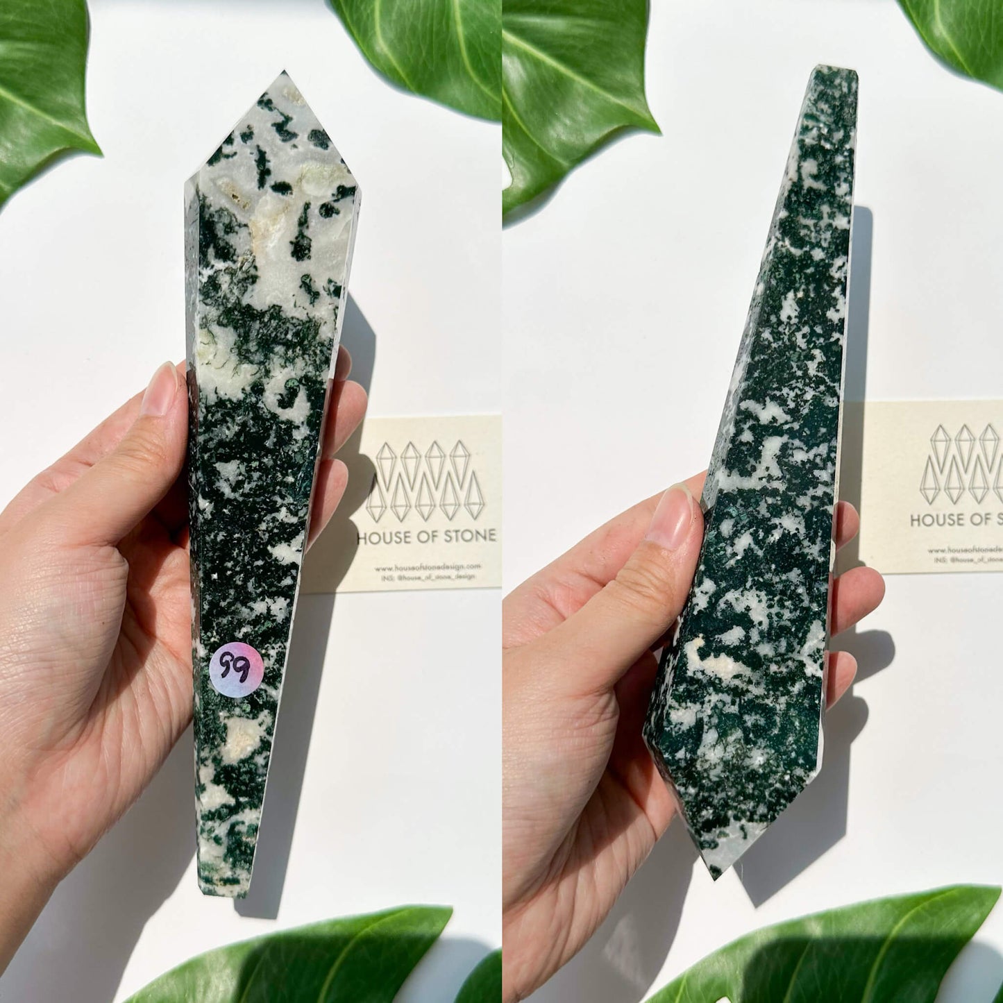 Natural Moss Agate Wand/Druzy Moss Agate Crystal Point Wand/Moss Agate Crystal Handle/Moss Agate Stem/Wedding Bouquet Handle/Heart Chakra Healing/AAA