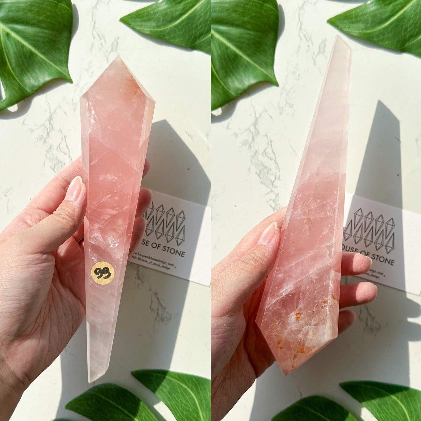 Natural Rose Quartz Wand/Rose Quartz Crystal Point Wand/Rose Quartz Crystal Handle/Rose Quartz Stem/Wedding Bouquet Handle/Heart Chakra Healing/AAA