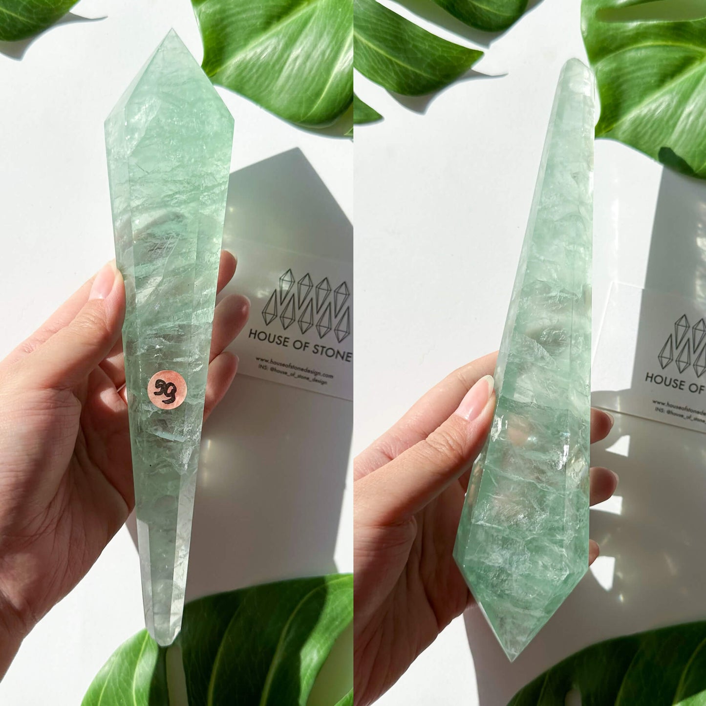 Large Rainbow Fluorite Wand/Natural Rainbow Green Fluorite Wand/Fluorite Point Wand/Crystal Wand/Fluorite Handle/Fluorite Stem/Heart Chakra Healing/AAA