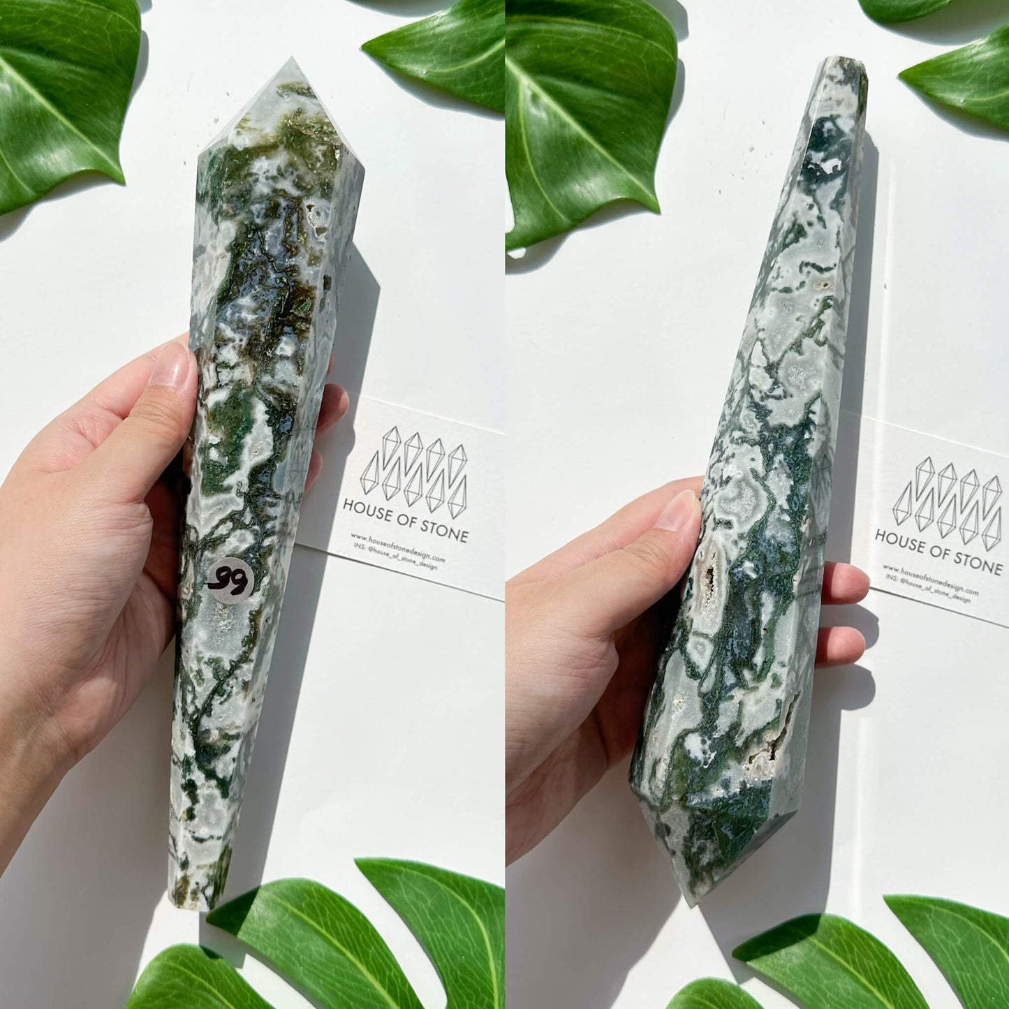 Natural Moss Agate Wand/Druzy Moss Agate Crystal Point Wand/Moss Agate Crystal Handle/Moss Agate Stem/Wedding Bouquet Handle/Heart Chakra Healing/AAA