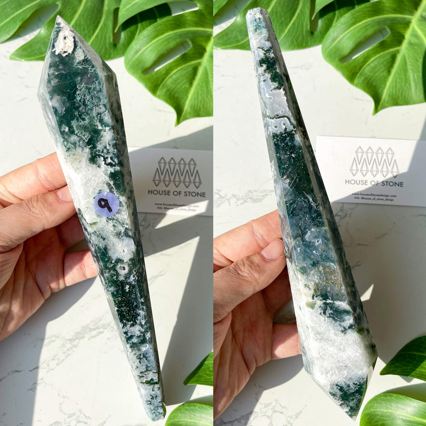 Natural Moss Agate Wand/Druzy Moss Agate Crystal Point Wand/Moss Agate Crystal Handle/Moss Agate Stem/Wedding Bouquet Handle/Heart Chakra Healing/AAA