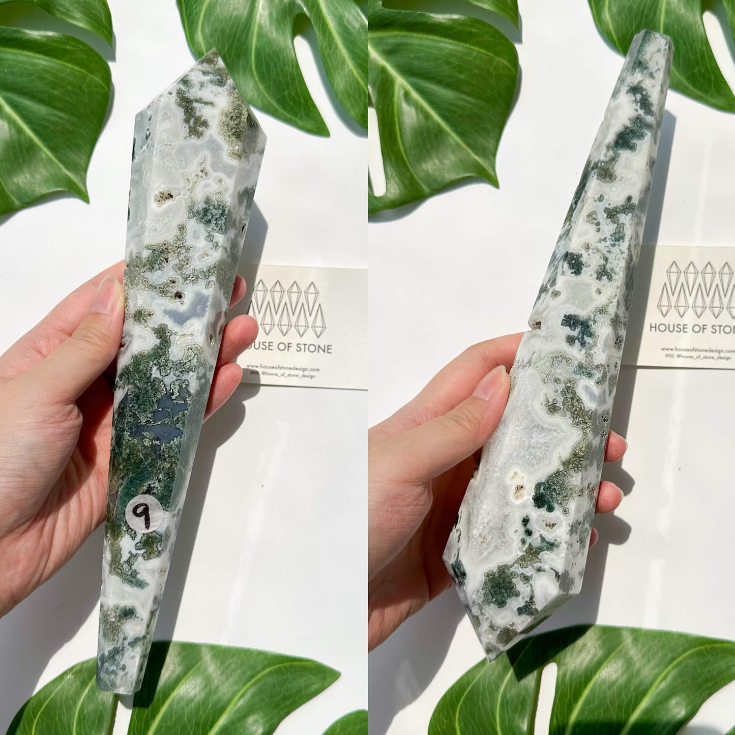 Natural Moss Agate Wand/Druzy Moss Agate Crystal Point Wand/Moss Agate Crystal Handle/Moss Agate Stem/Wedding Bouquet Handle/Heart Chakra Healing/AAA