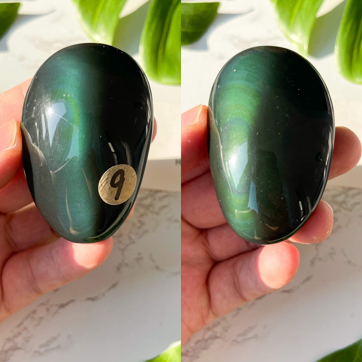 Natural Rainbow Obsidian Palm Stone/Rare Colorful Obsidian Hand Carved Pocket Stone/Large Obsidian Tumbled/Chakra Healing/AAA