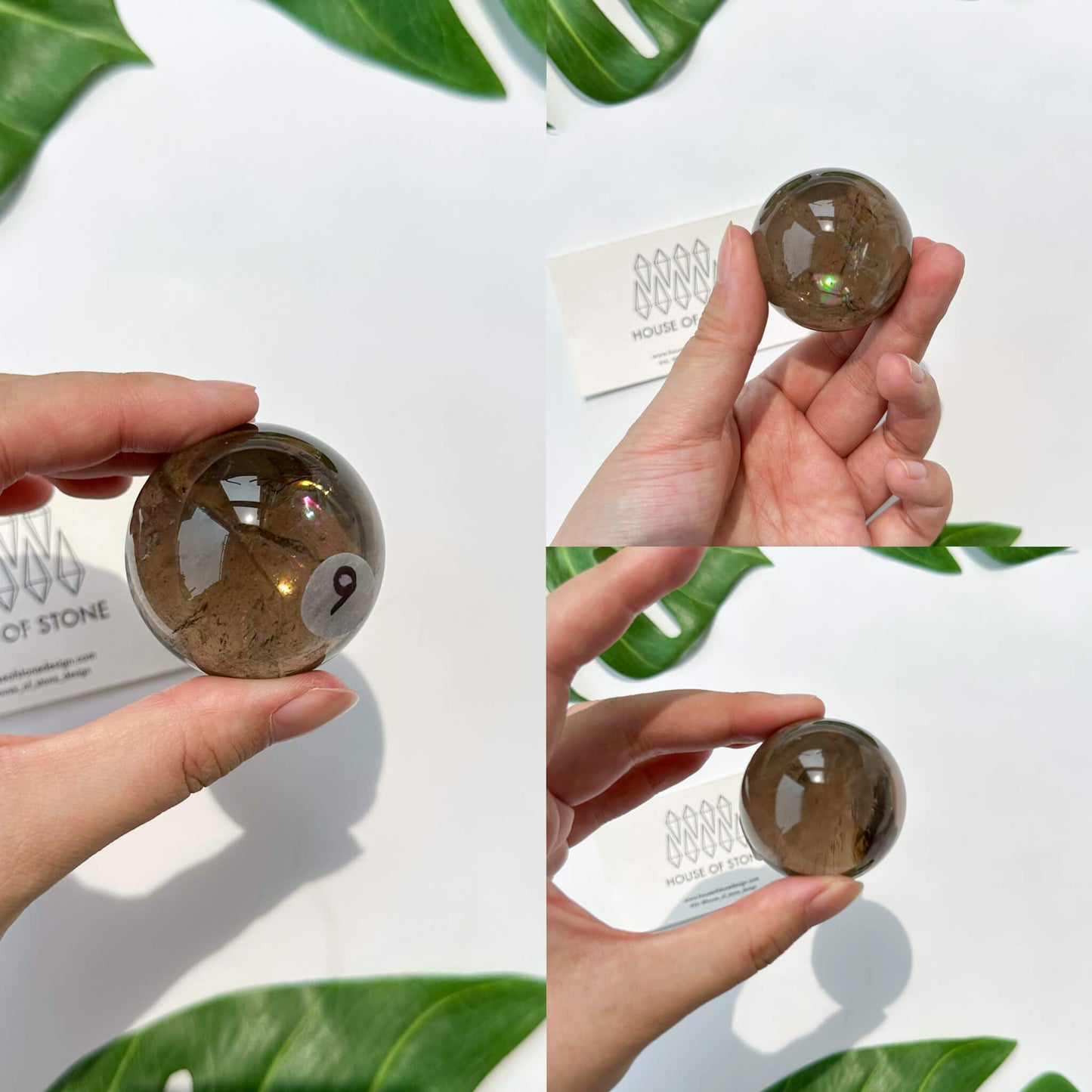 Natural Brazil Smoky Quartz Sphere/Rainbow Smoky Quartz Crystal Sphere/Rare Smoky Quartz Ball/Root Chakra Healing