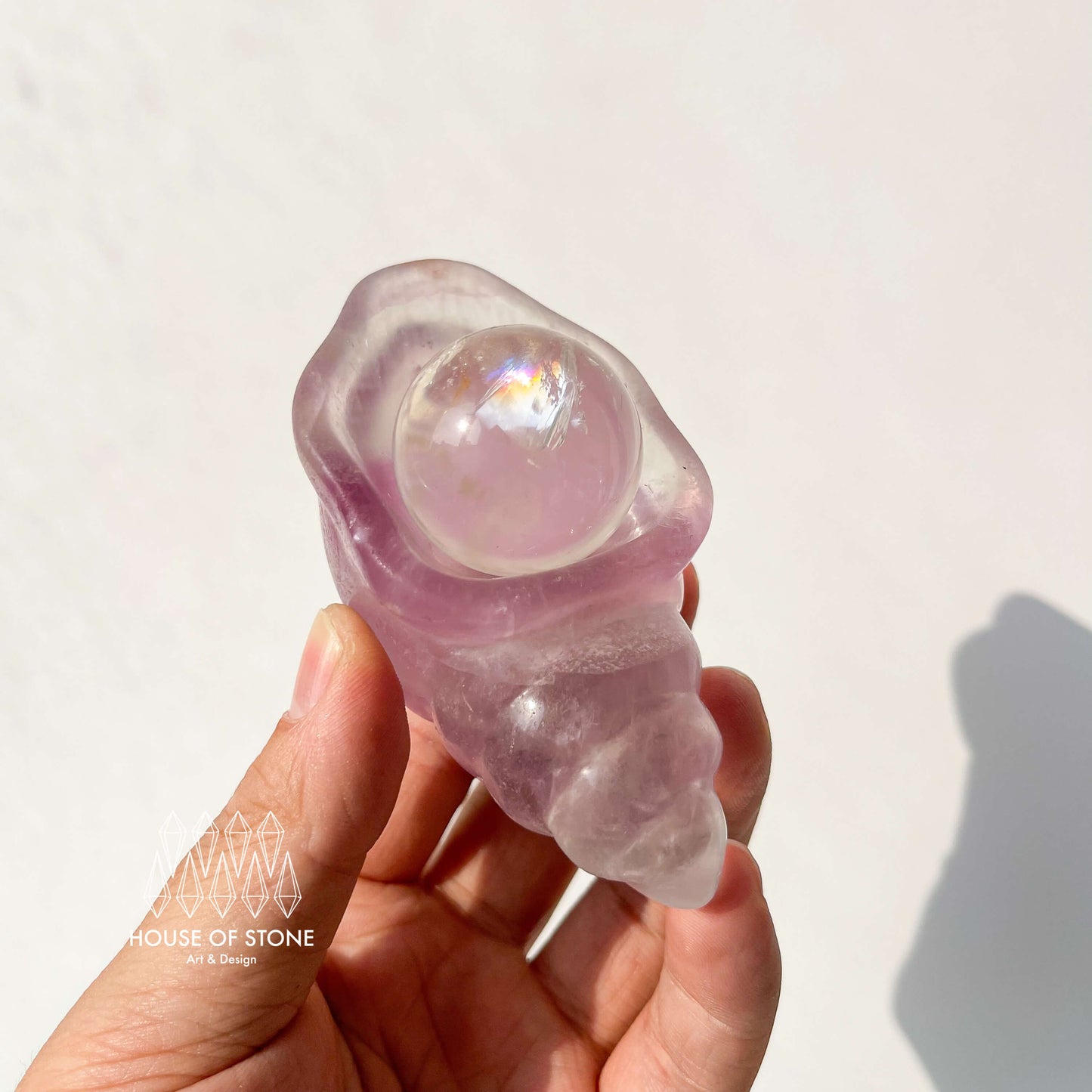 Natural Rainbow Fluorite Conch/Green Fluorite Crystal Conch/Purple Fluorite Conch/Handcarved Conch/Chakra Healing Gift/AAA