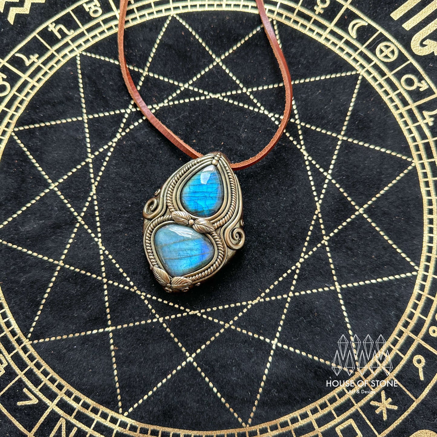 Natural Handmade Labradorite Pendant Necklace/Magic Labradorite Crystal Double-sided Pendant/Labradorite Jewelry/Chakra/Altar Tool