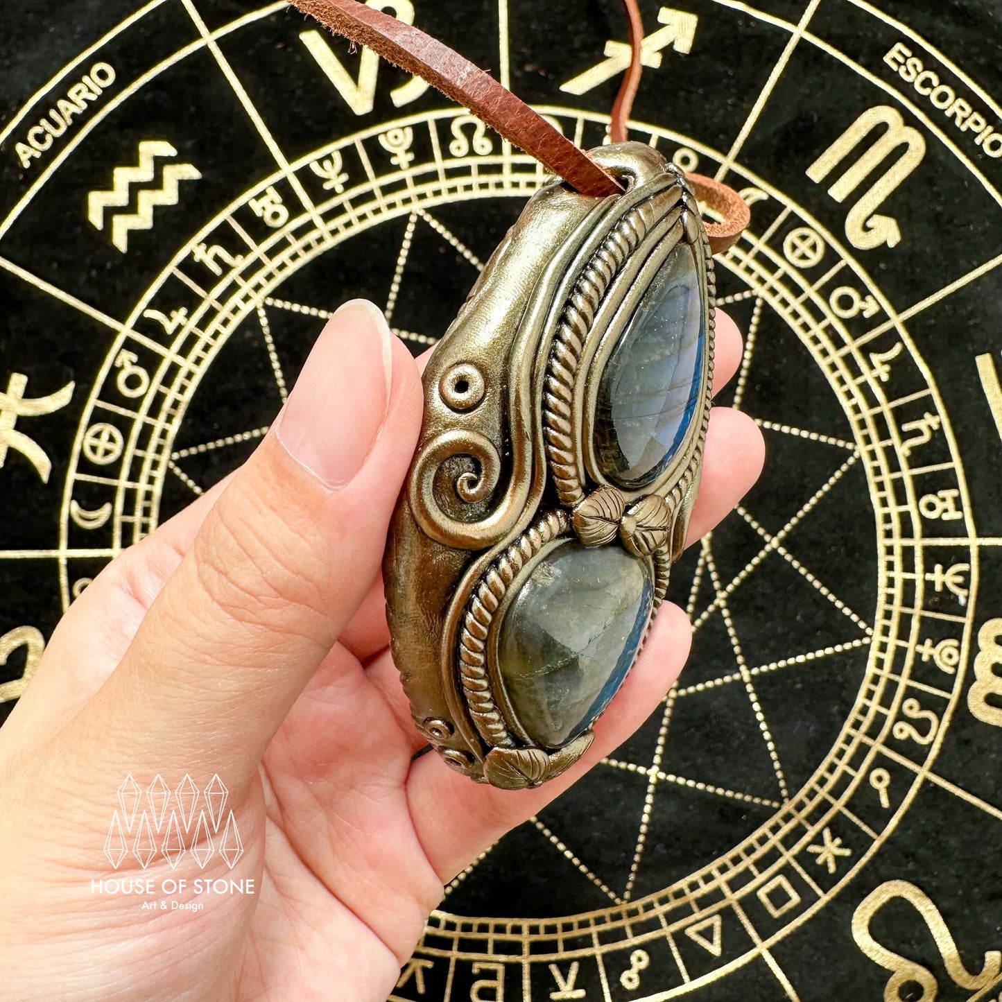 Natural Handmade Labradorite Pendant Necklace/Magic Labradorite Crystal Double-sided Pendant/Labradorite Jewelry/Chakra/Altar Tool