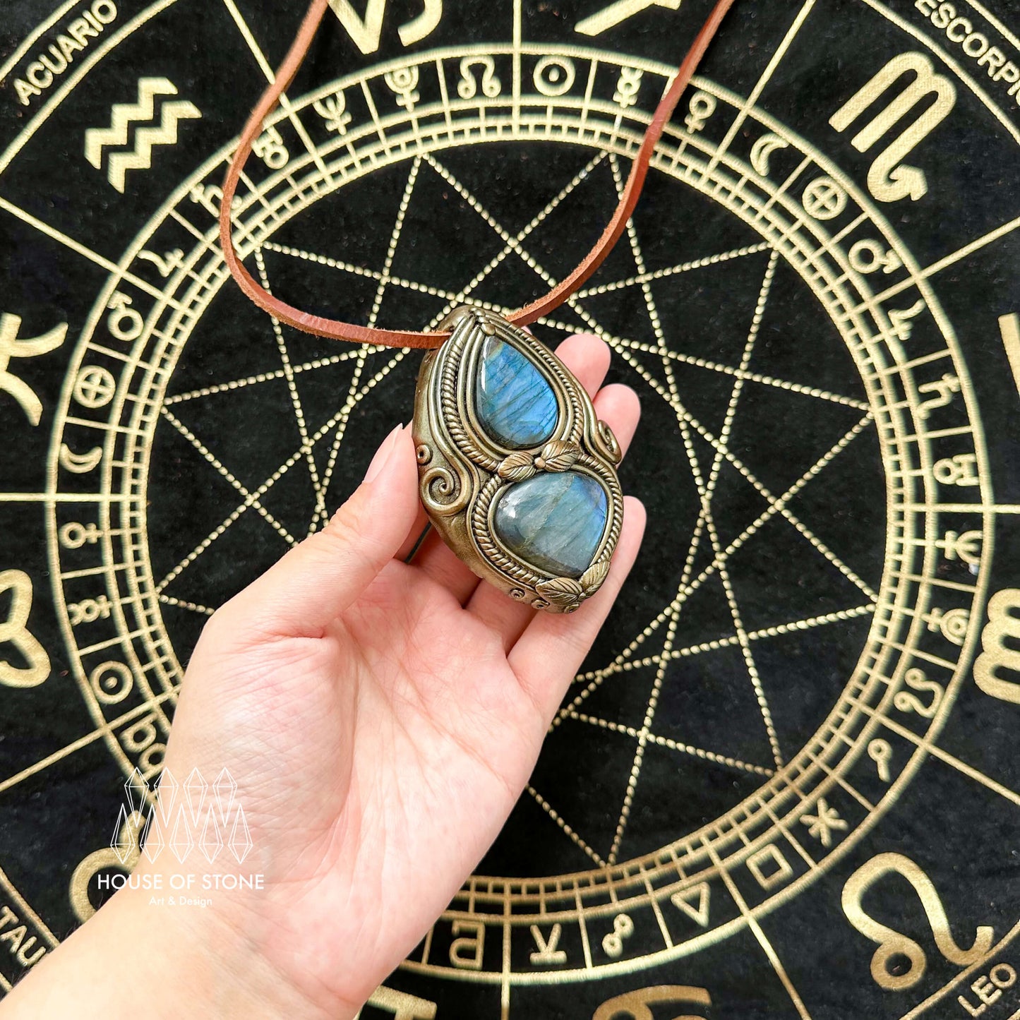 Natural Handmade Labradorite Pendant Necklace/Magic Labradorite Crystal Double-sided Pendant/Labradorite Jewelry/Chakra/Altar Tool