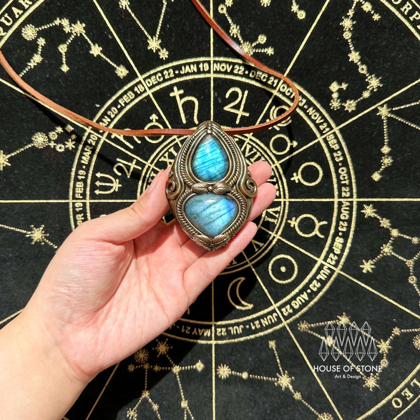 Natural Handmade Labradorite Pendant Necklace/Magic Labradorite Crystal Double-sided Pendant/Labradorite Jewelry/Chakra/Altar Tool