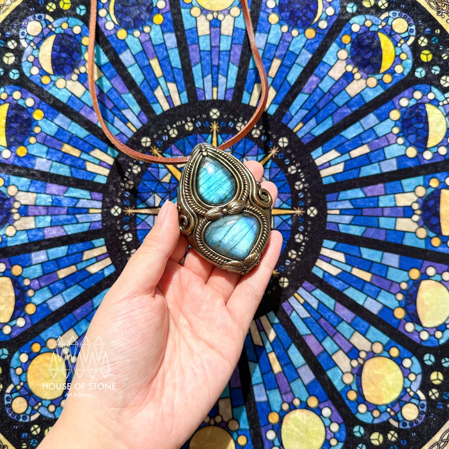 Natural Handmade Labradorite Pendant Necklace/Magic Labradorite Crystal Double-sided Pendant/Labradorite Jewelry/Chakra/Altar Tool