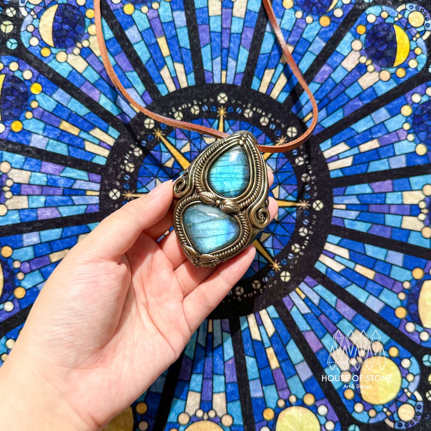 Natural Handmade Labradorite Pendant Necklace/Magic Labradorite Crystal Double-sided Pendant/Labradorite Jewelry/Chakra/Altar Tool