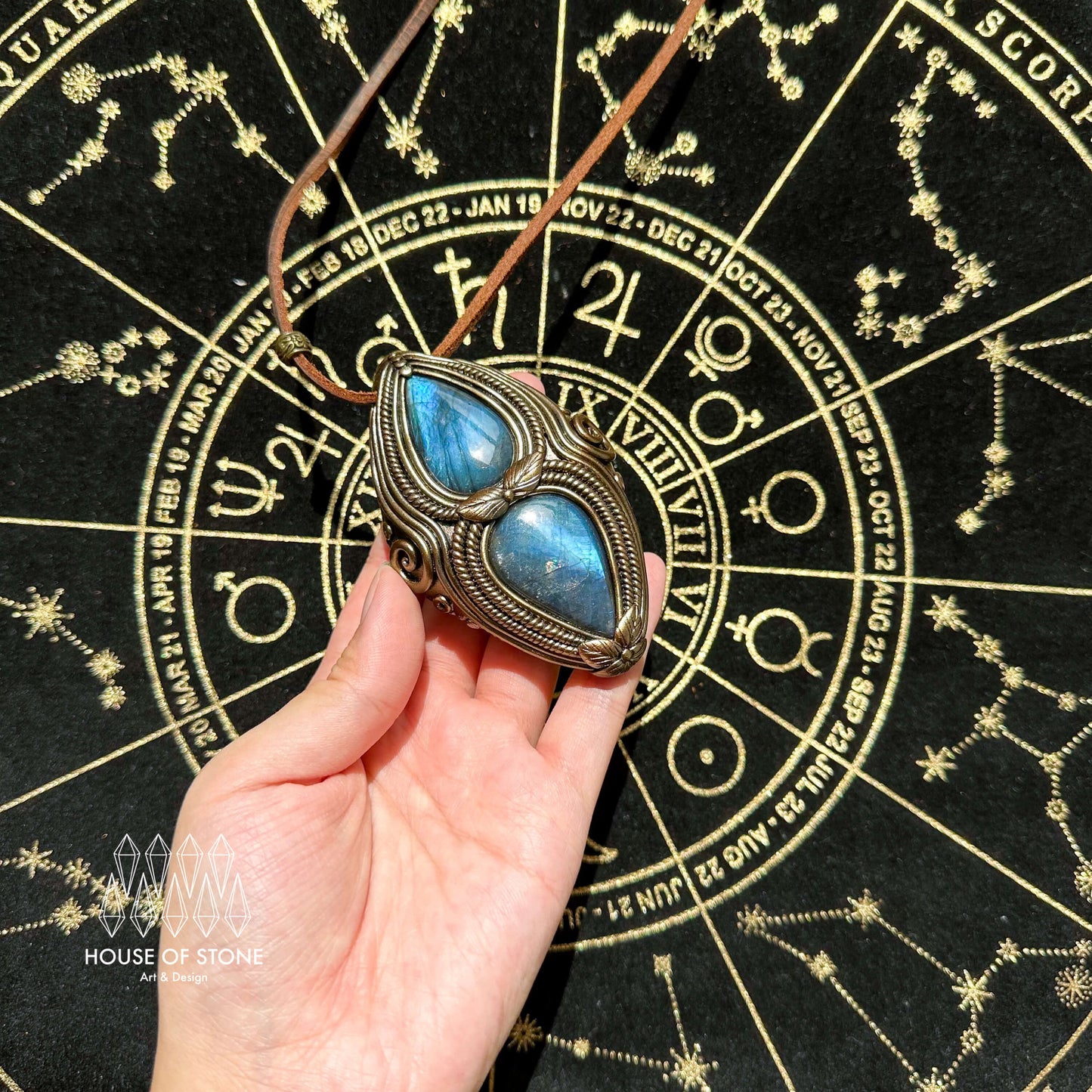 Natural Handmade Labradorite Pendant Necklace/Magic Labradorite Crystal Double-sided Pendant/Labradorite Jewelry/Chakra/Altar Tool