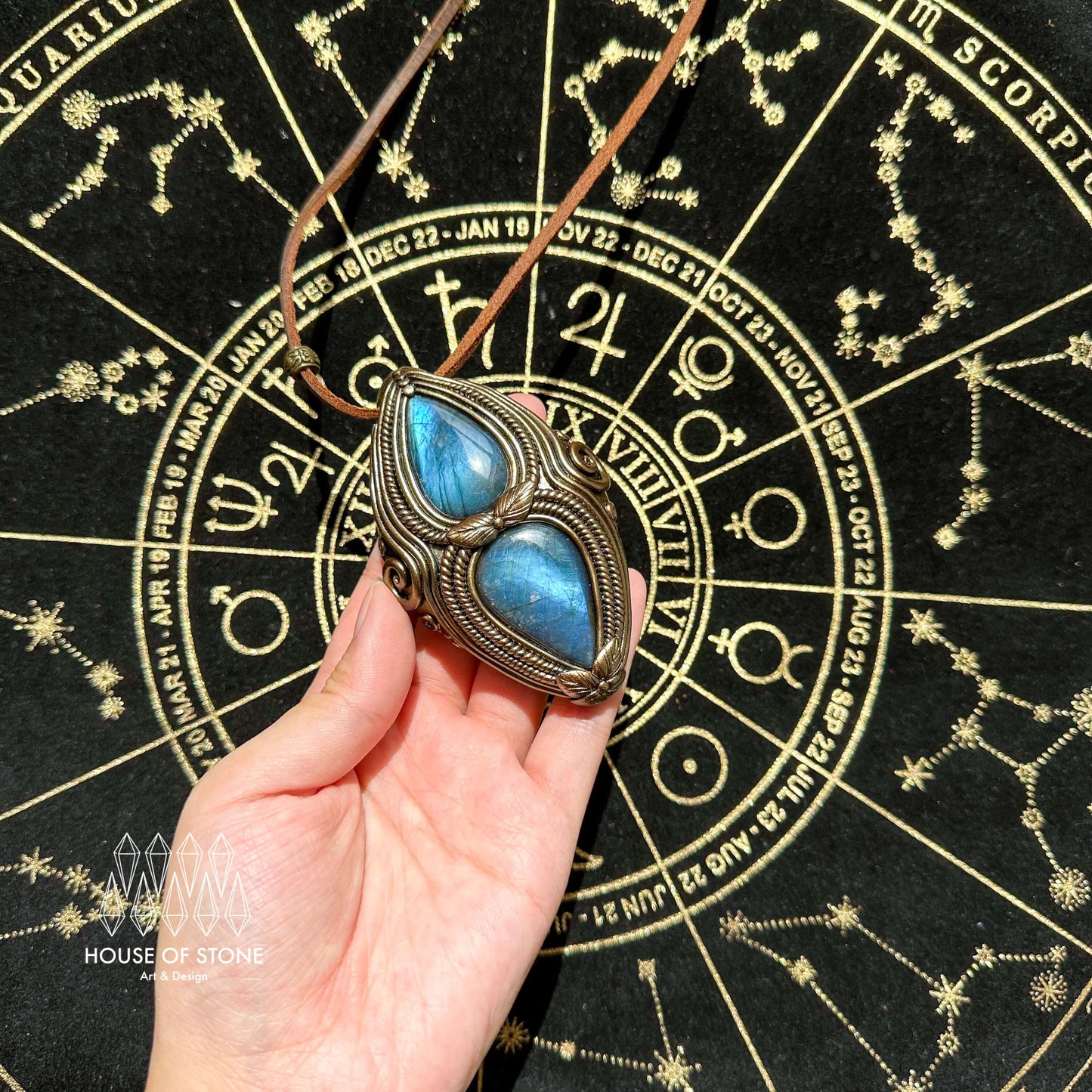 Natural Handmade Labradorite Pendant Necklace/Magic Labradorite Crystal Double-sided Pendant/Labradorite Jewelry/Chakra/Altar Tool