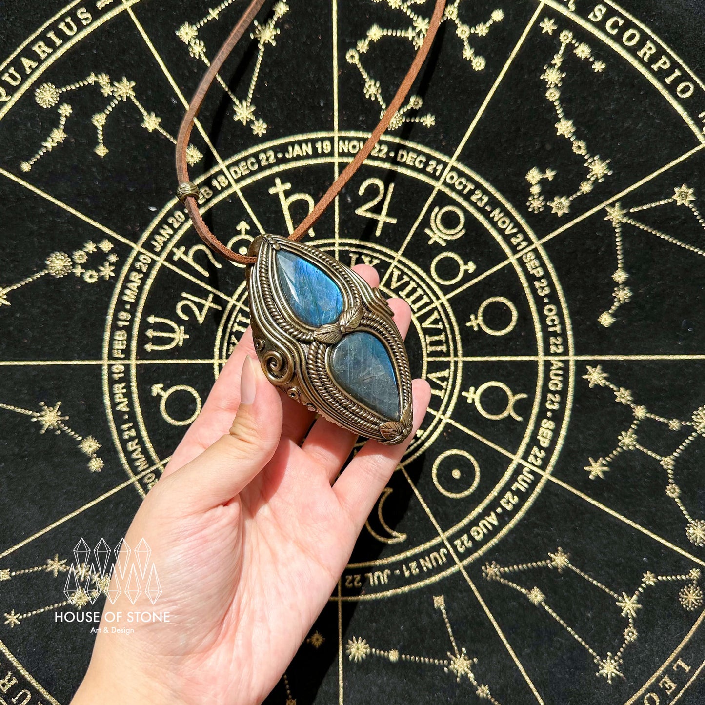 Natural Handmade Labradorite Pendant Necklace/Magic Labradorite Crystal Double-sided Pendant/Labradorite Jewelry/Chakra/Altar Tool