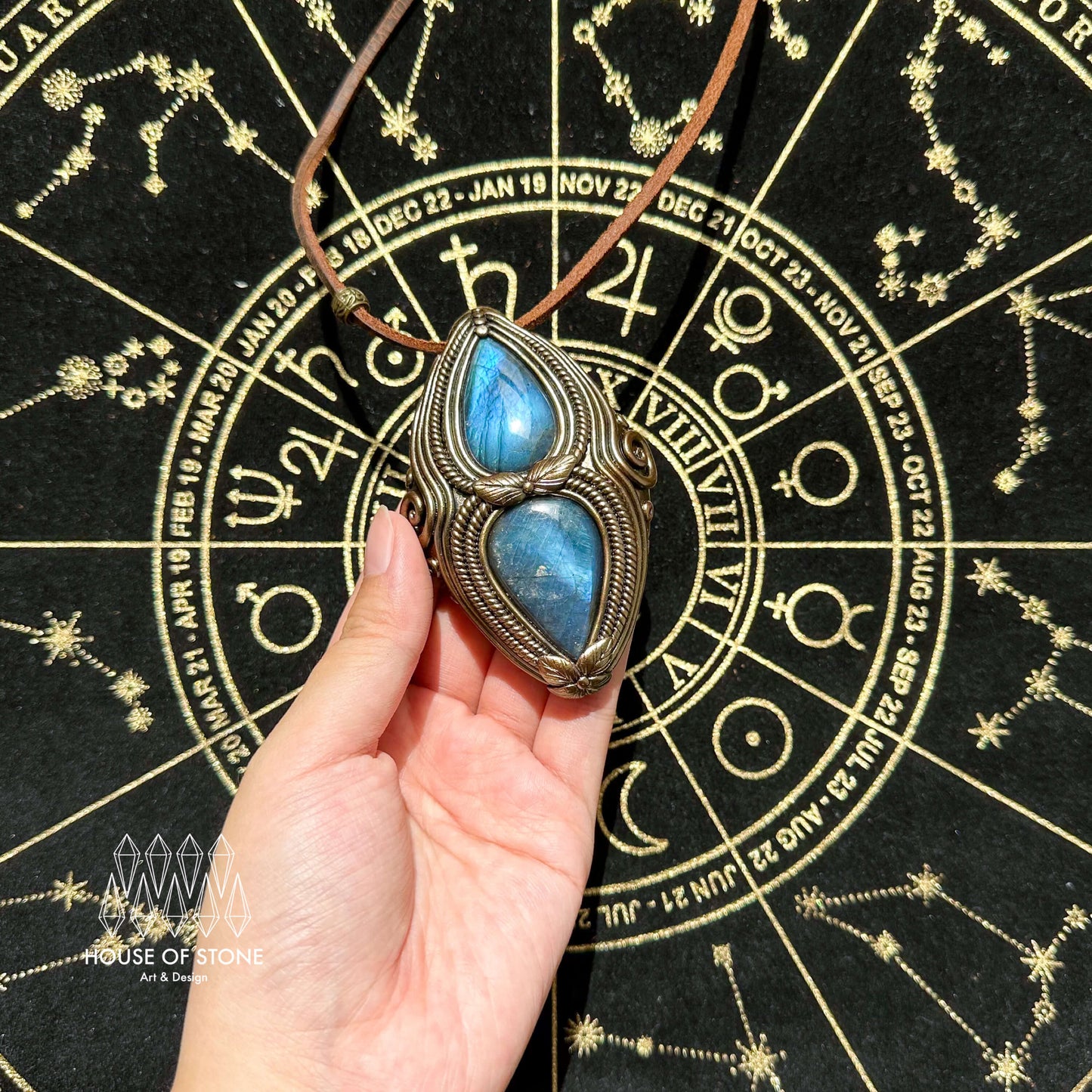 Natural Handmade Labradorite Pendant Necklace/Magic Labradorite Crystal Double-sided Pendant/Labradorite Jewelry/Chakra/Altar Tool