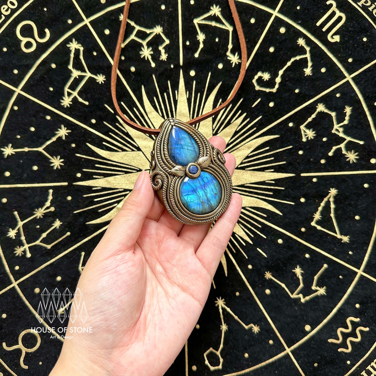 Natural Handmade Labradorite Pendant Necklace/Magic Labradorite Crystal Double-sided Pendant/Labradorite Jewelry/Chakra/Altar Tool