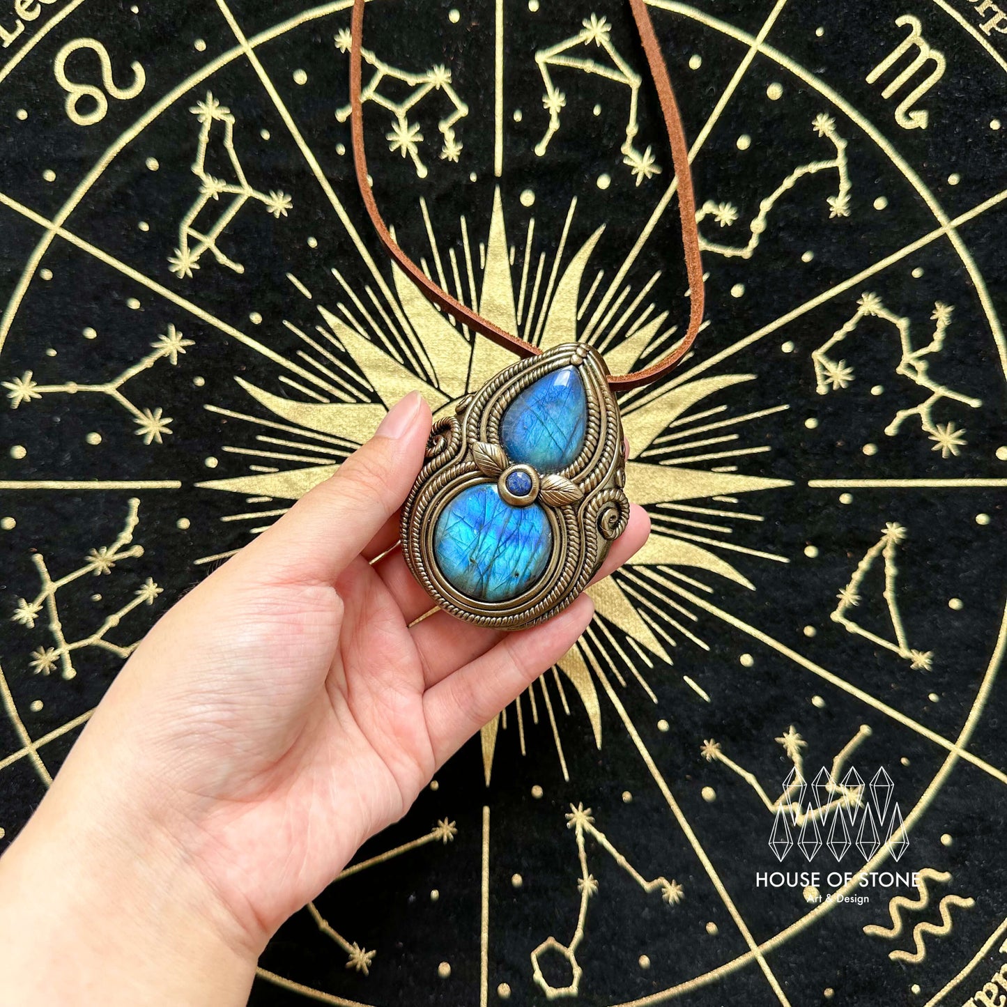 Natural Handmade Labradorite Pendant Necklace/Magic Labradorite Crystal Double-sided Pendant/Labradorite Jewelry/Chakra/Altar Tool