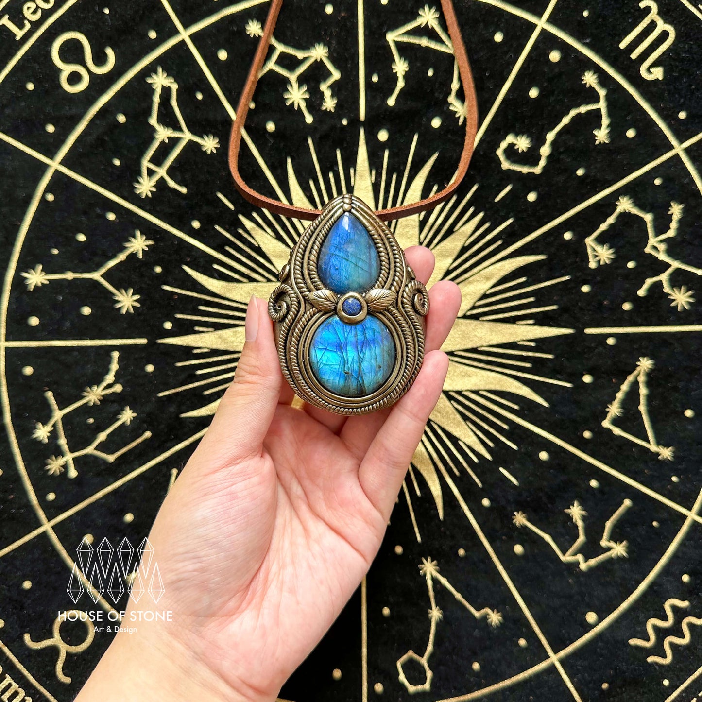 Natural Handmade Labradorite Pendant Necklace/Magic Labradorite Crystal Double-sided Pendant/Labradorite Jewelry/Chakra/Altar Tool