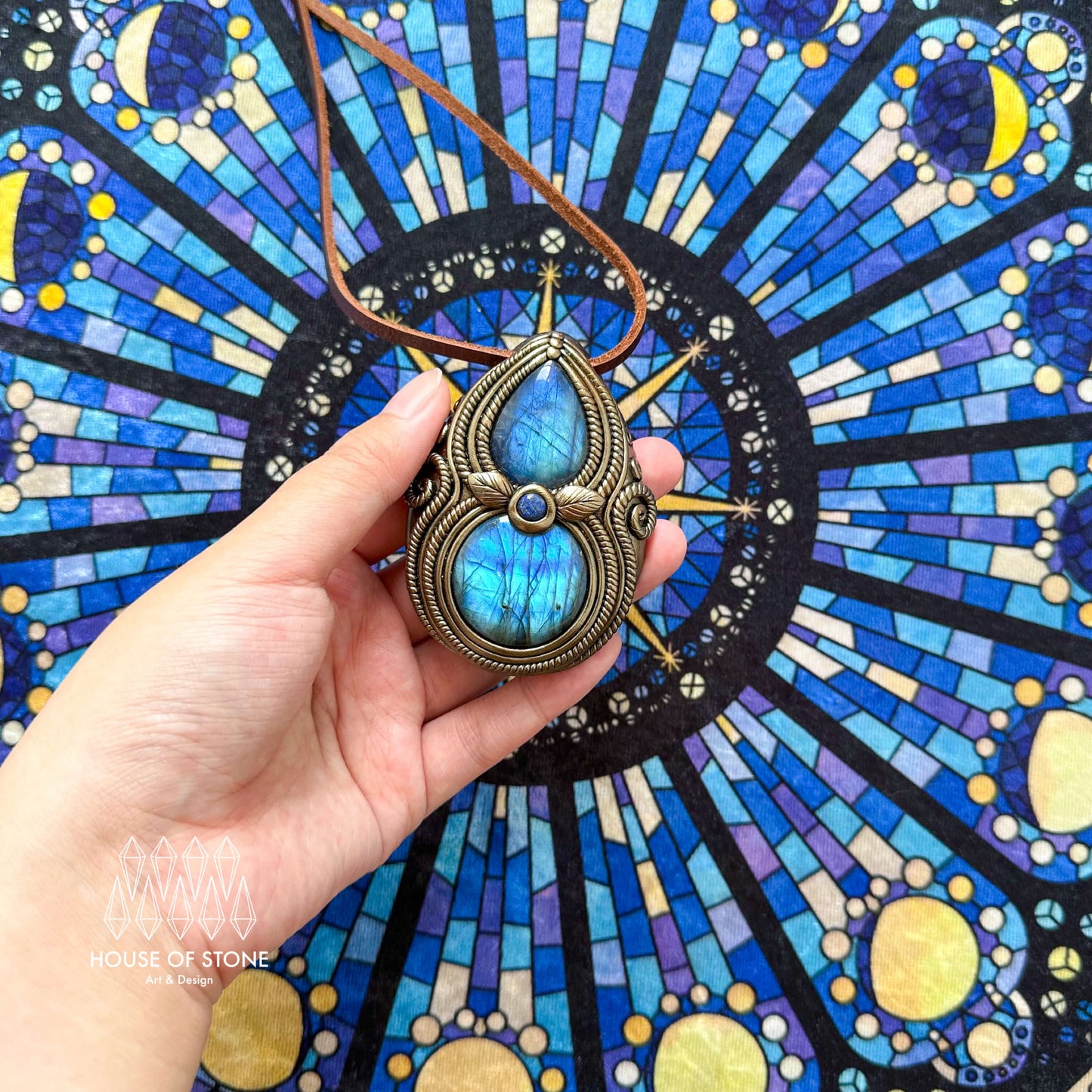 Natural Handmade Labradorite Pendant Necklace/Magic Labradorite Crystal Double-sided Pendant/Labradorite Jewelry/Chakra/Altar Tool