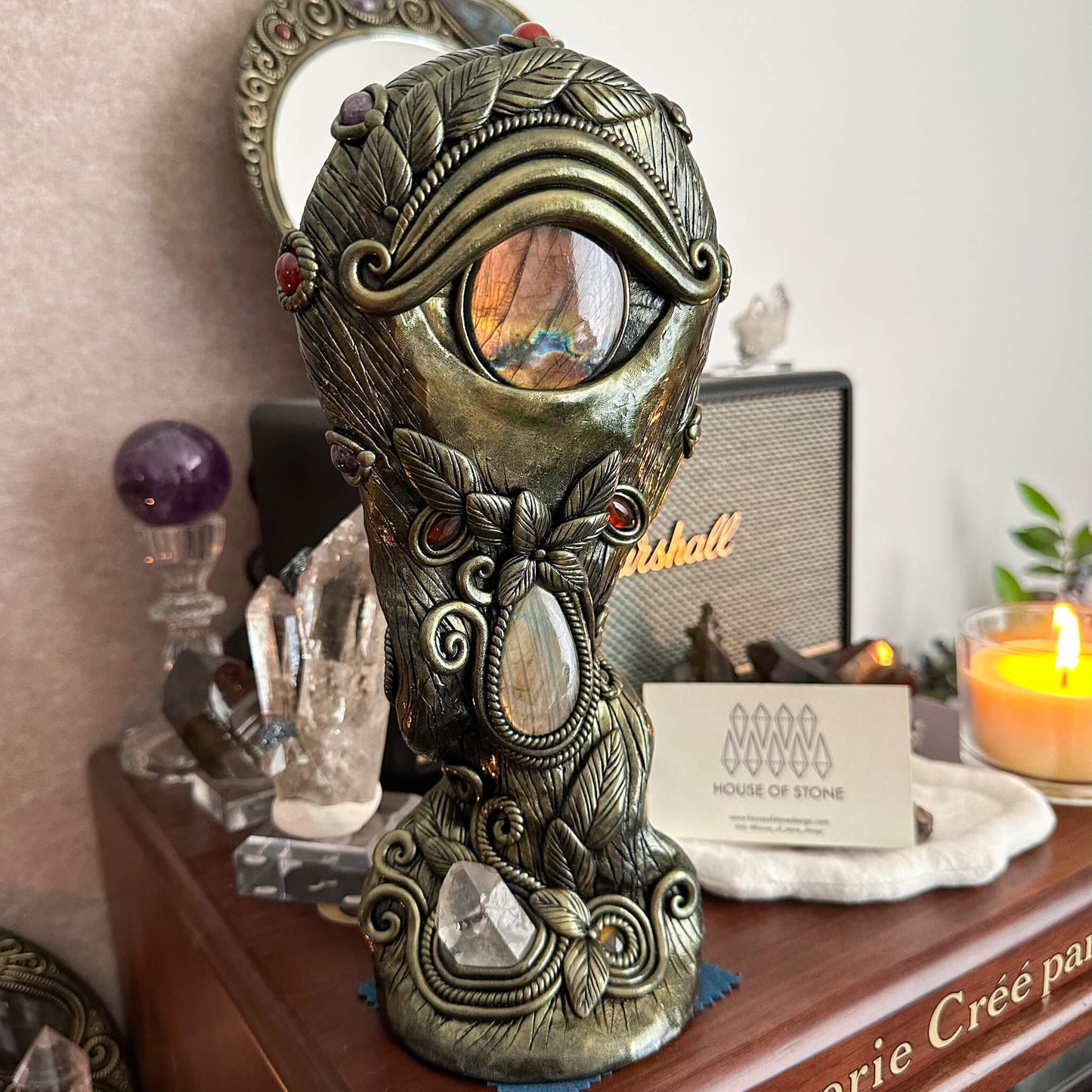 Handmade Natural Black Obsidian Mirror/Magic Obsidian Witch/Crystal Quartz with Base/Scrying Mirror/Root Chakra/Manifest Altar Tool