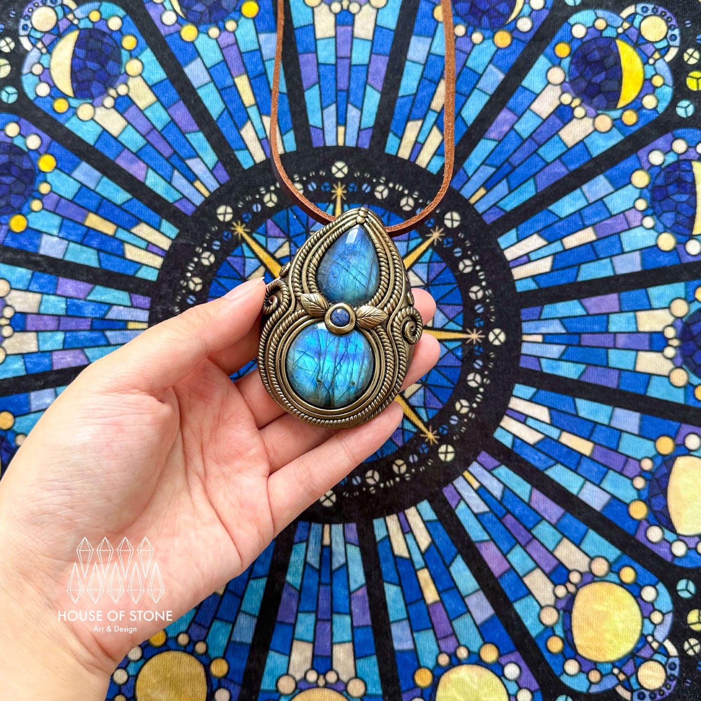 Natural Handmade Labradorite Pendant Necklace/Magic Labradorite Crystal Double-sided Pendant/Labradorite Jewelry/Chakra/Altar Tool