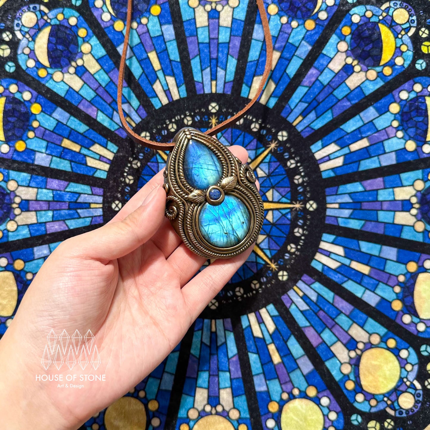 Natural Handmade Labradorite Pendant Necklace/Magic Labradorite Crystal Double-sided Pendant/Labradorite Jewelry/Chakra/Altar Tool