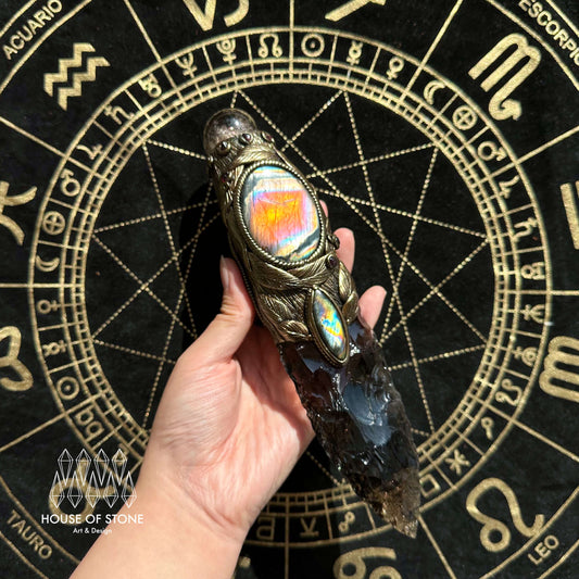 Natural Handmade Crystal Smoky Quartz Witch Knife/Magic Crystal Wand/Crystal Dagger/Root Chakra/Boho Wand/Ceremonial Knife/Altar Tool