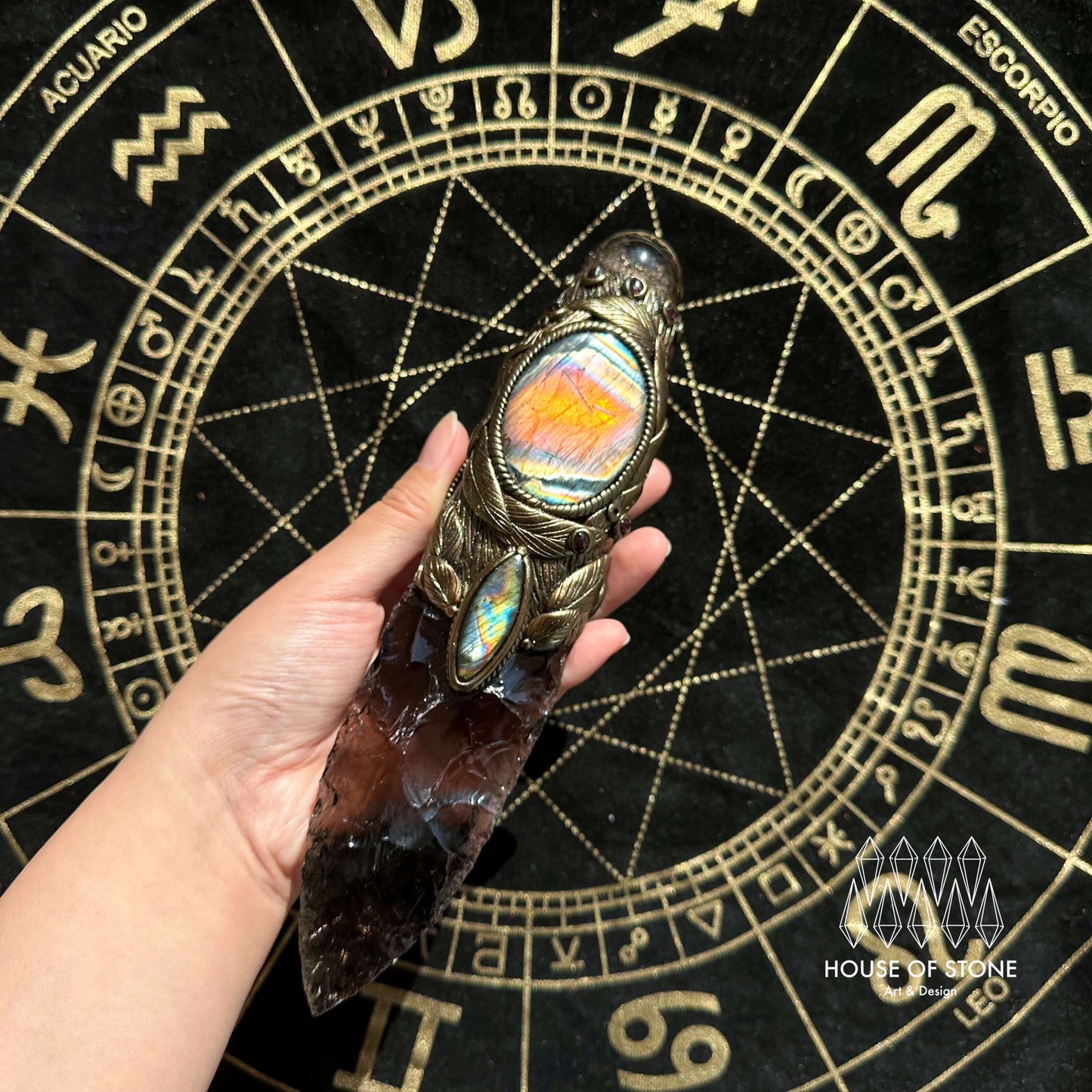 Natural Handmade Crystal Smoky Quartz Witch Knife/Magic Crystal Wand/Crystal Dagger/Root Chakra/Boho Wand/Ceremonial Knife/Altar Tool