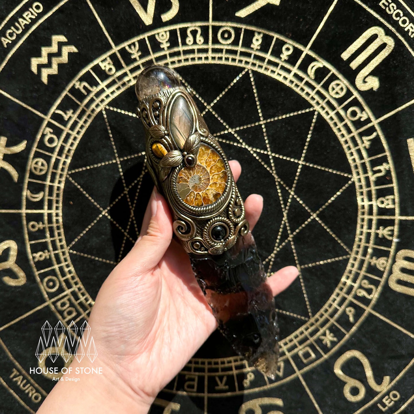 Natural Handmade Crystal Smoky Quartz Witch Knife/Magic Crystal Wand/Crystal Dagger/Root Chakra/Boho Wand/Ceremonial Knife/Altar Tool