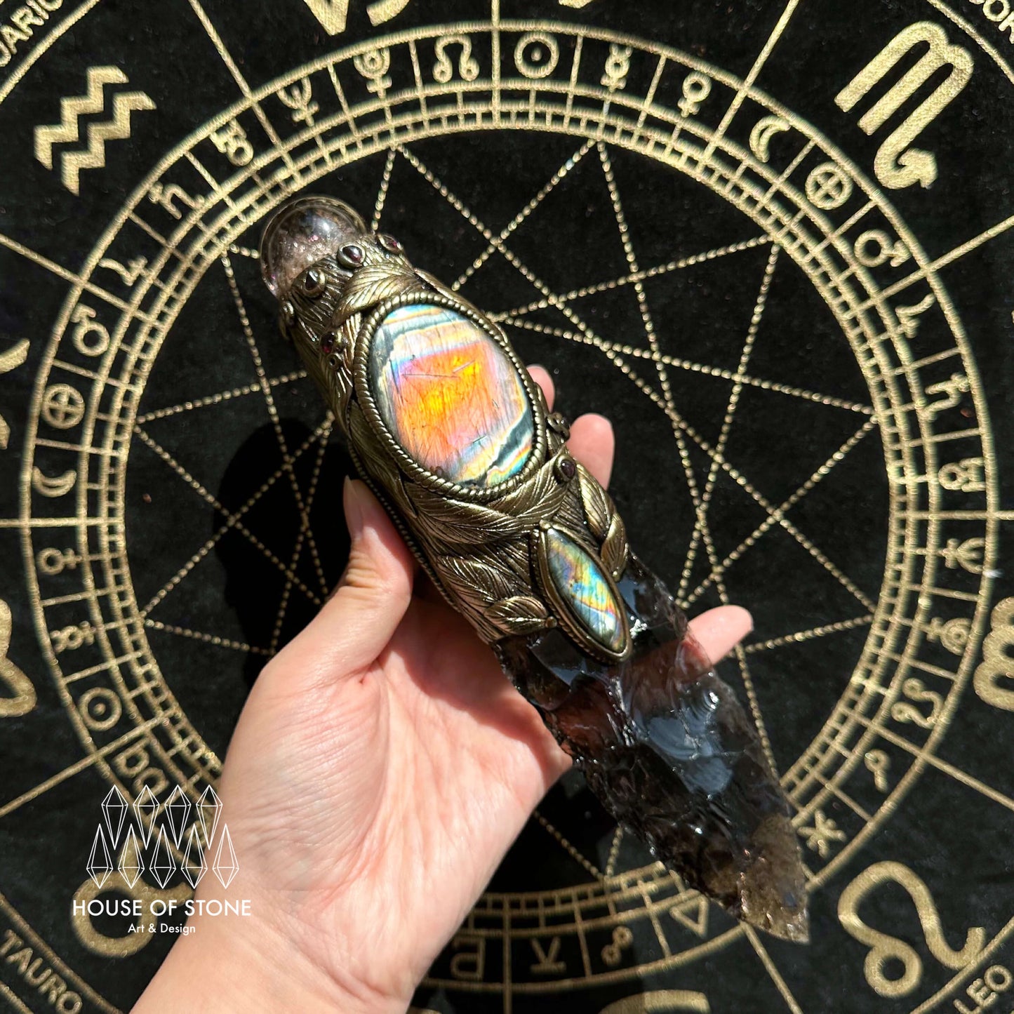 Natural Handmade Crystal Smoky Quartz Witch Knife/Magic Crystal Wand/Crystal Dagger/Root Chakra/Boho Wand/Ceremonial Knife/Altar Tool