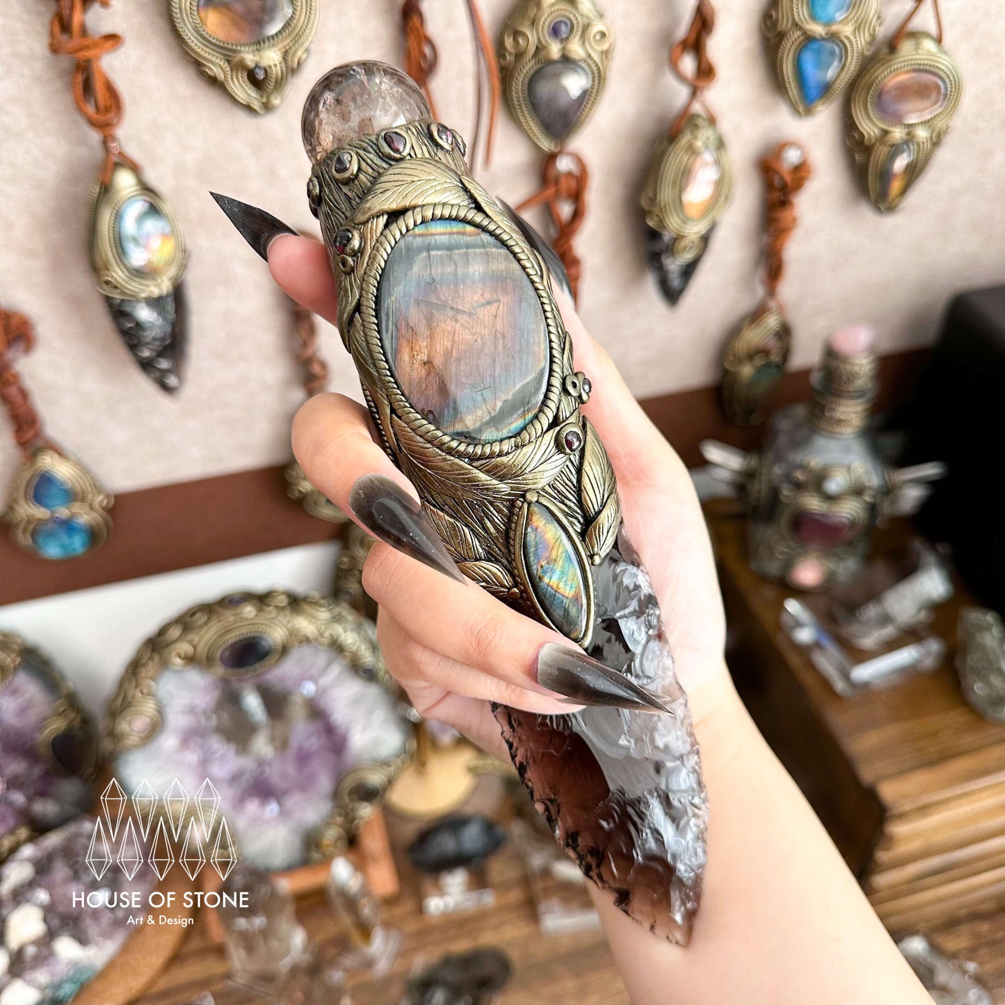 Natural Handmade Crystal Smoky Quartz Witch Knife/Magic Crystal Wand/Crystal Dagger/Root Chakra/Boho Wand/Ceremonial Knife/Altar Tool