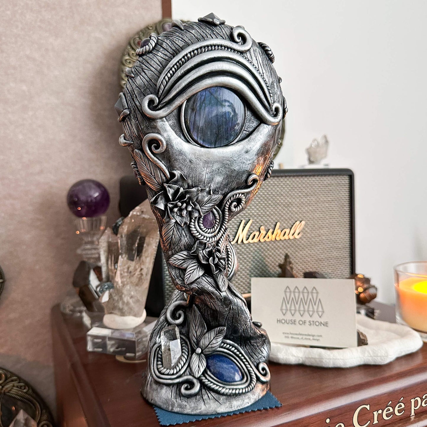 Handmade Natural Black Obsidian Mirror/Magic Obsidian Witch/Crystal Quartz with Base/Scrying Mirror/Root Chakra/Manifest Altar Tool