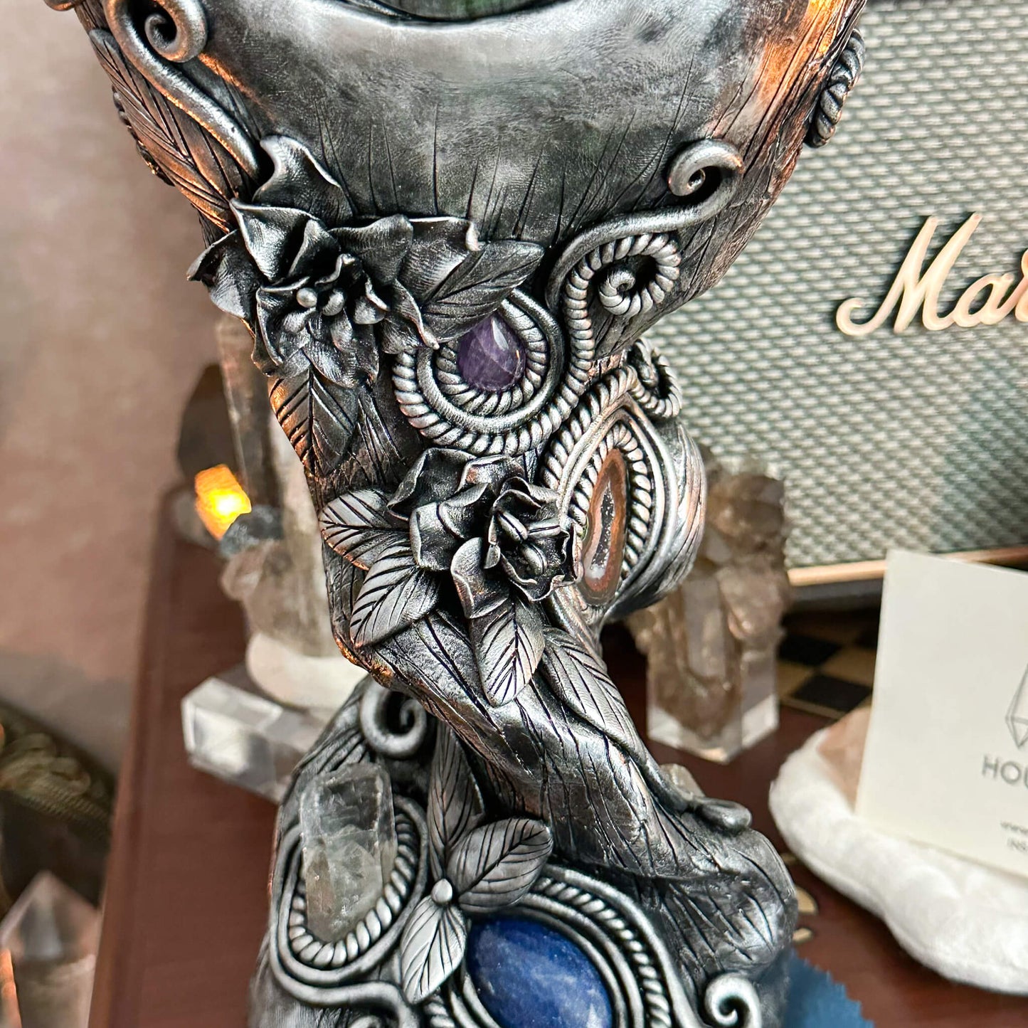 Handmade Natural Black Obsidian Mirror/Magic Obsidian Witch/Crystal Quartz with Base/Scrying Mirror/Root Chakra/Manifest Altar Tool