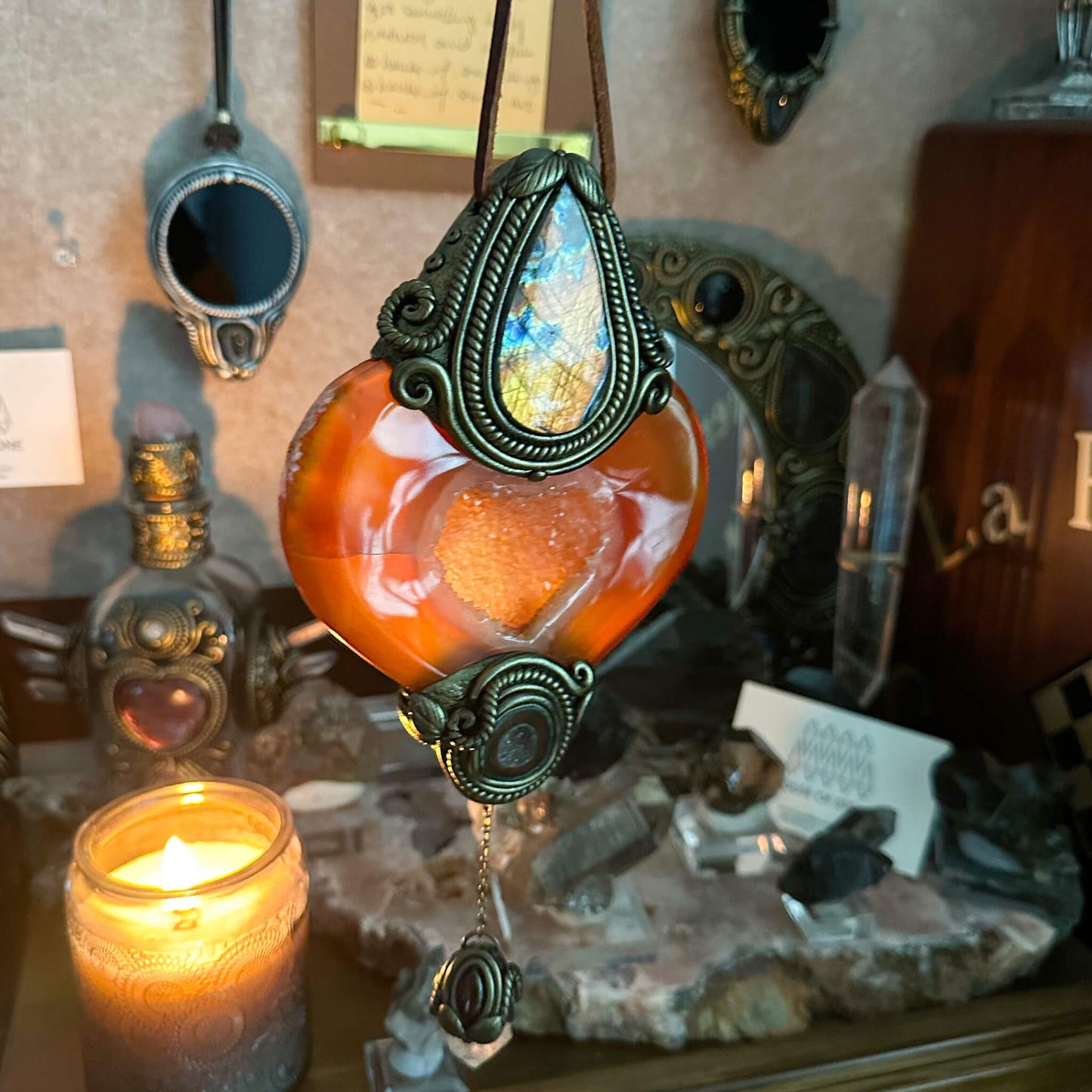 Handmade Natural Carnelian Crystal Wall Hanging Decor/Spiritual Window Interior Room Hangings/Christmas Crystal Door Hanging