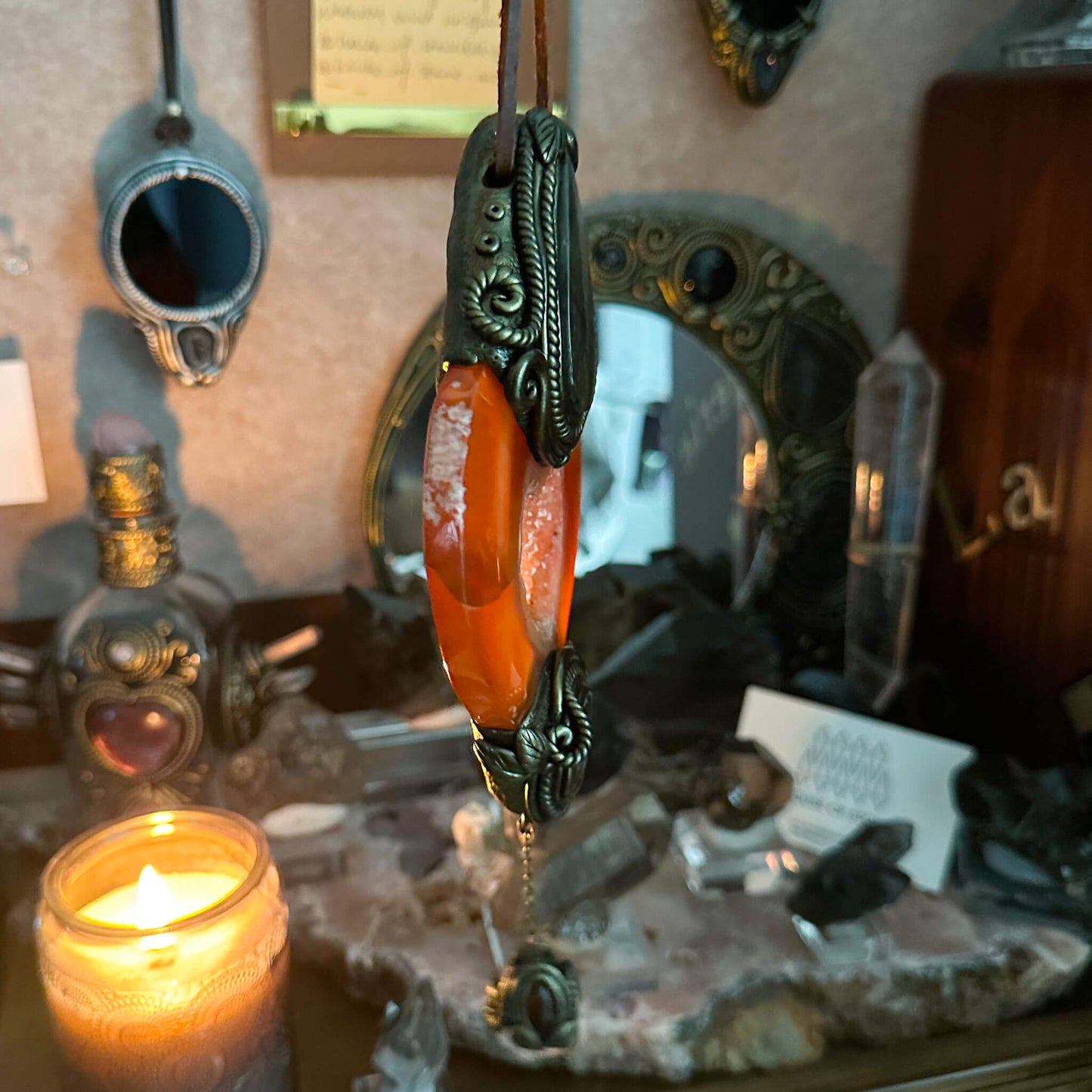 Handmade Natural Carnelian Crystal Wall Hanging Decor/Spiritual Window Interior Room Hangings/Christmas Crystal Door Hanging