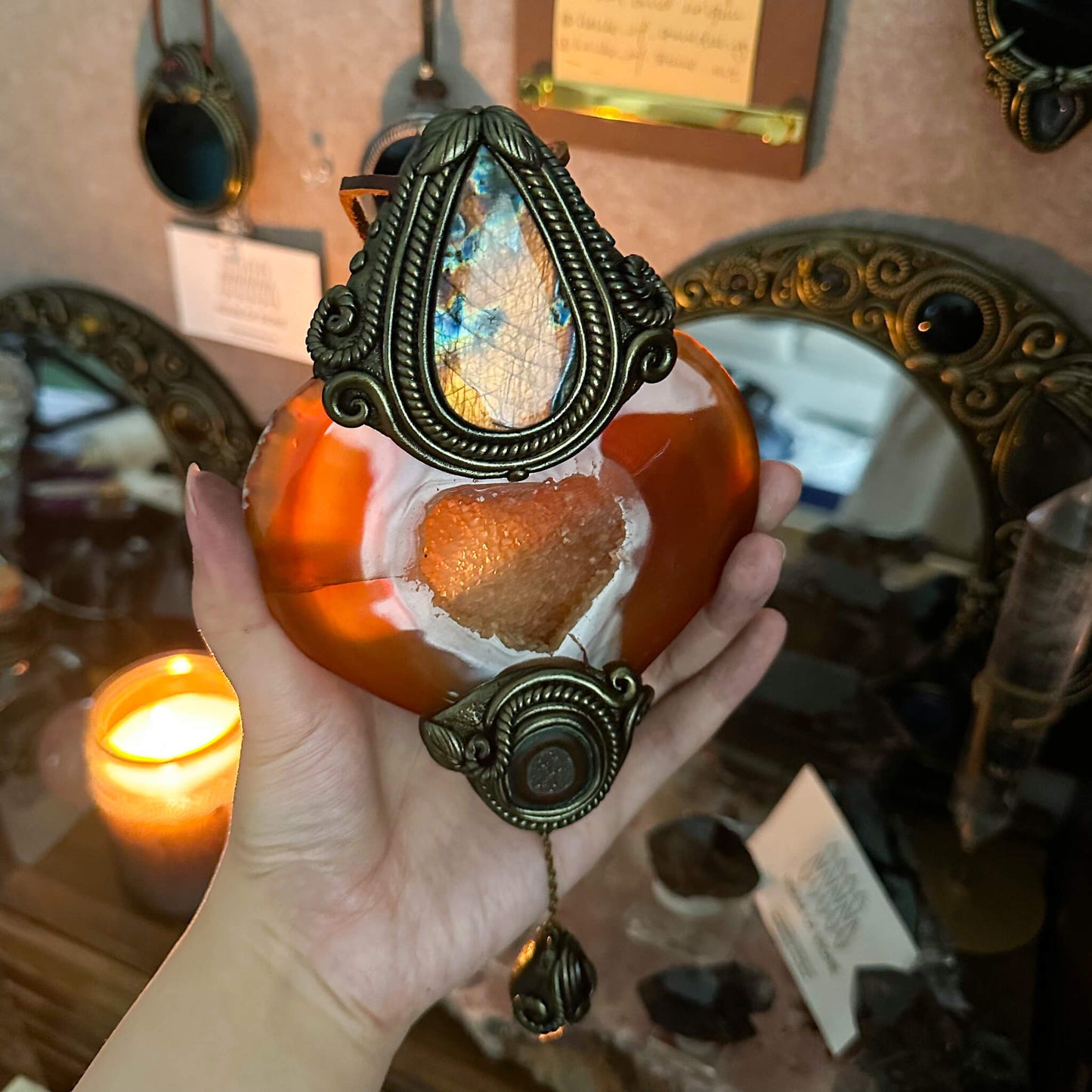 Handmade Natural Carnelian Crystal Wall Hanging Decor/Spiritual Window Interior Room Hangings/Christmas Crystal Door Hanging