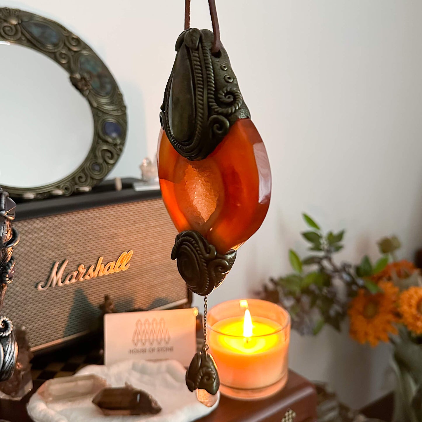 Handmade Natural Carnelian Crystal Wall Hanging Decor/Spiritual Window Interior Room Hangings/Christmas Crystal Door Hanging