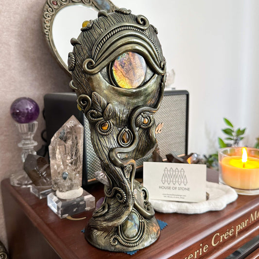 Handmade Natural Black Obsidian Mirror/Magic Obsidian Witch/Crystal Quartz with Base/Scrying Mirror/Root Chakra/Manifest Altar Tool