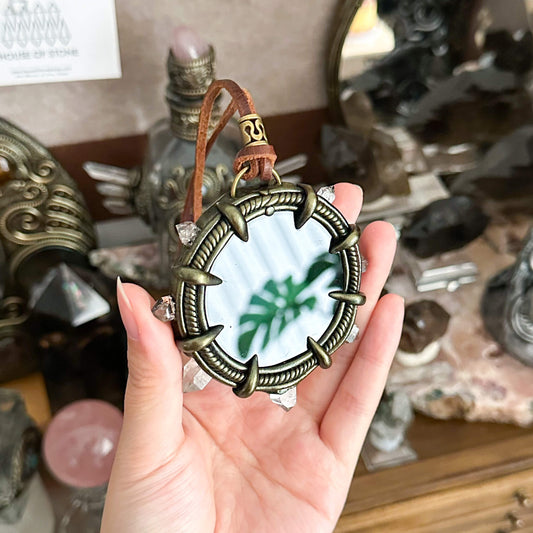 Handmade Natural Black Obsidian Pendant Necklace/Magic Obsidian Mirror Crystal Pendant/Scrying Mirror Talisman Protection Jewelry/Altar Tool