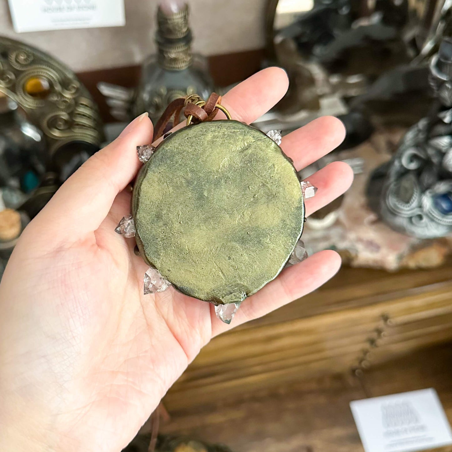 Handmade Natural Black Obsidian Pendant Necklace/Magic Obsidian Mirror Crystal Pendant/Scrying Mirror Talisman Protection Jewelry/Altar Tool