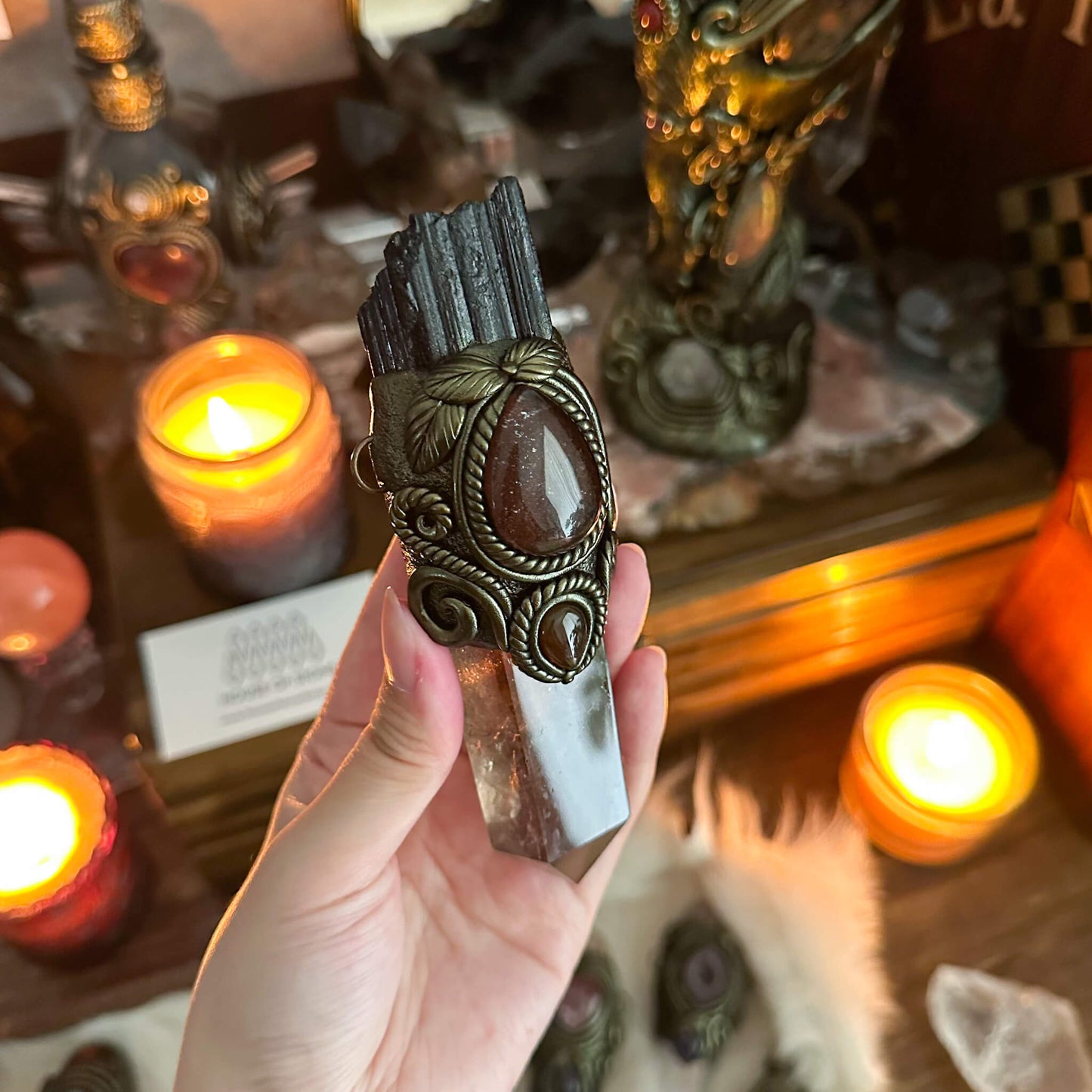 Handmade Natural Smoky Quartz Pendant Necklace/Magic Black Tourmaline Crystal Protection Pendant/Talisman Amulet Jewelry/Chakra/Altar Tool