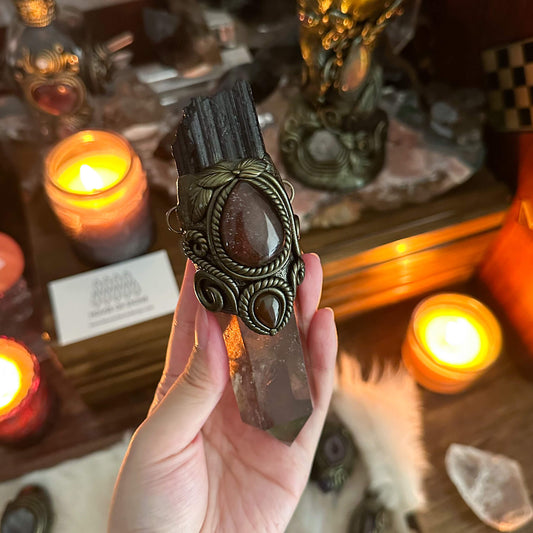 Handmade Natural Smoky Quartz Pendant Necklace/Magic Black Tourmaline Crystal Protection Pendant/Talisman Amulet Jewelry/Chakra/Altar Tool