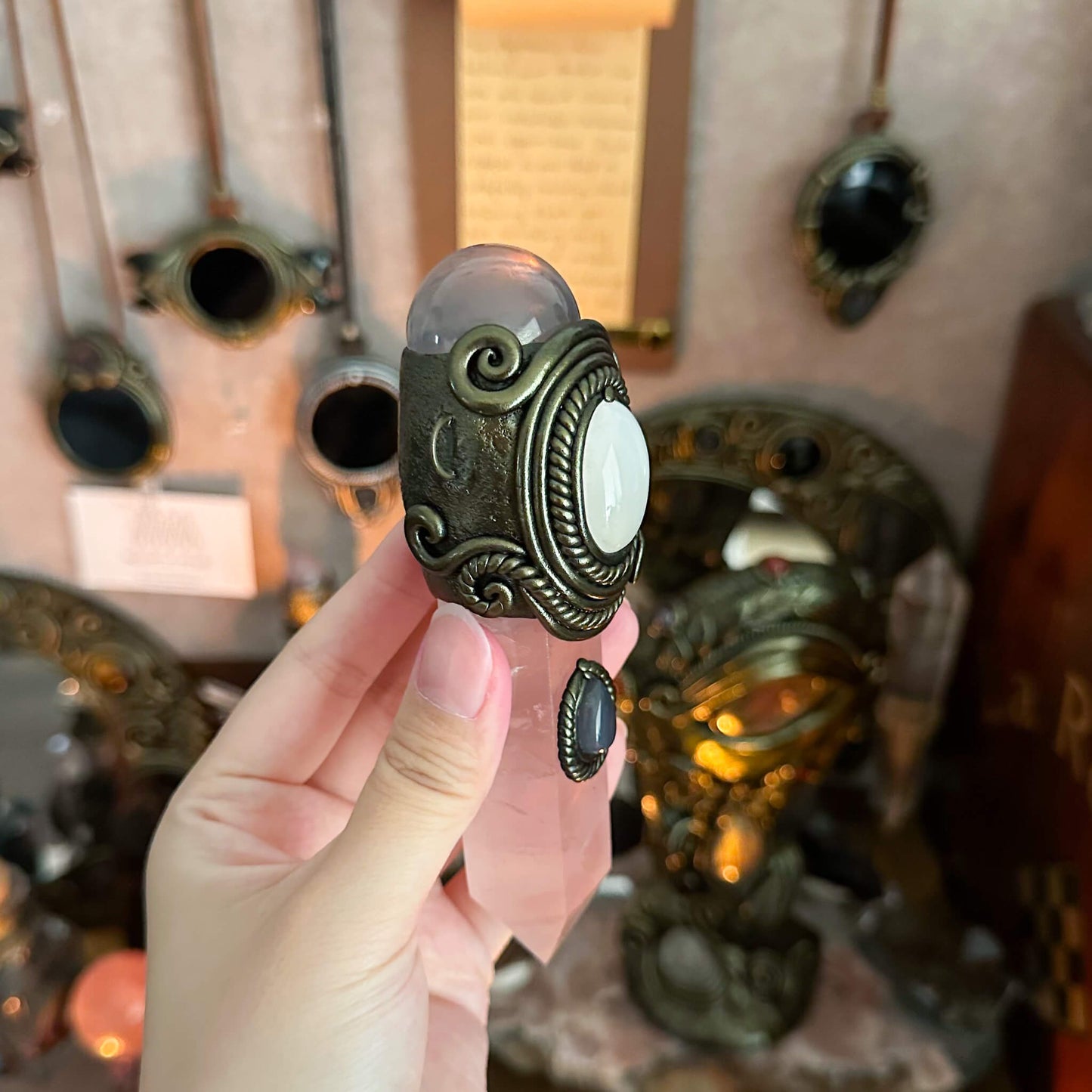 Handmade Natural Rose Quartz Pendant Necklace/Magic Rose Quartz Crystal Protection Pendant/Talisman Amulet Jewelry/Chakra/Altar Tool
