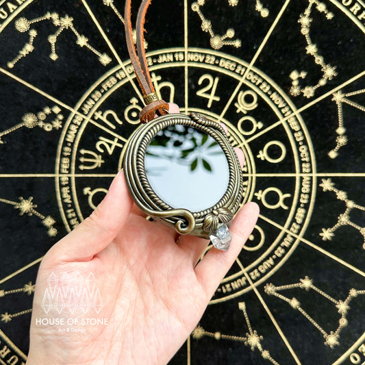 Handmade Natural Black Obsidian Pendant Necklace/Magic Obsidian Mirror Crystal Pendant/Scrying Mirror Talisman Protection Jewelry/Altar Tool