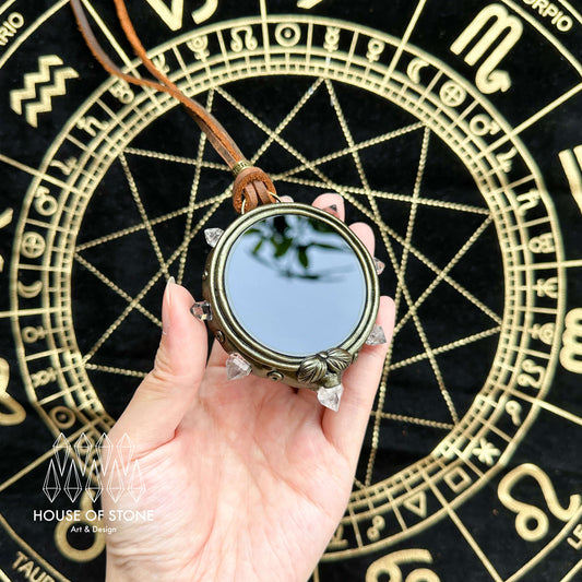Handmade Natural Black Obsidian Pendant Necklace/Magic Obsidian Mirror Crystal Pendant/Scrying Mirror Talisman Protection Jewelry/Altar Tool